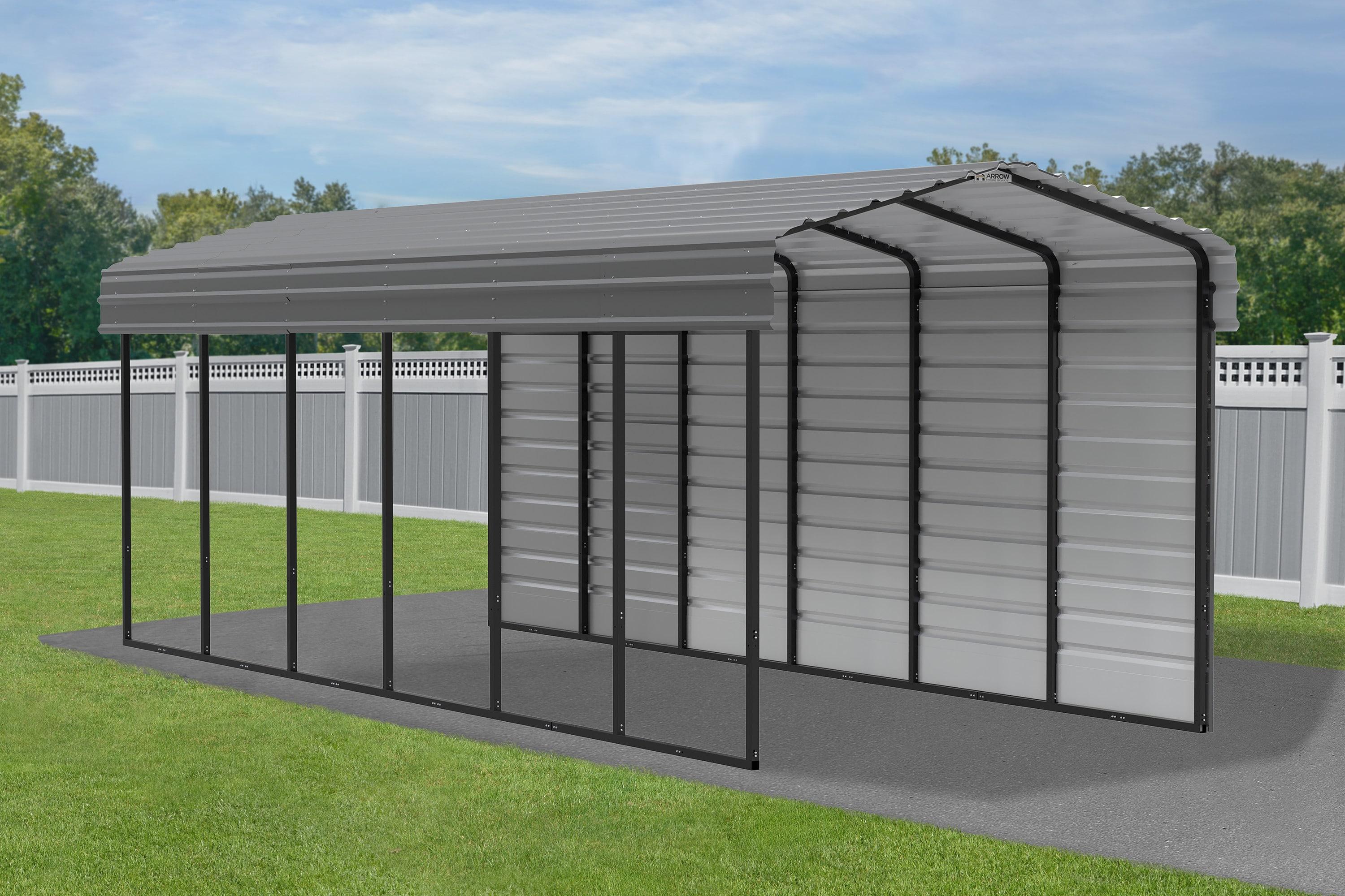 Arrow Arrow Steel Carport with 1 Side Wall Kit, 10x29x09
