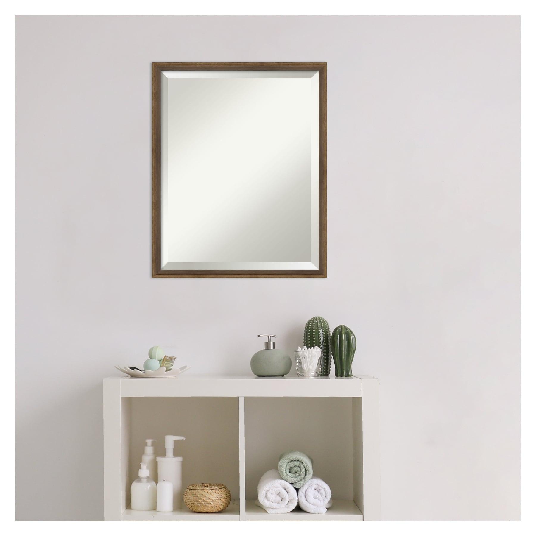 Elegant Rectangular Light Bronze Wood Vanity Mirror 17" x 21"