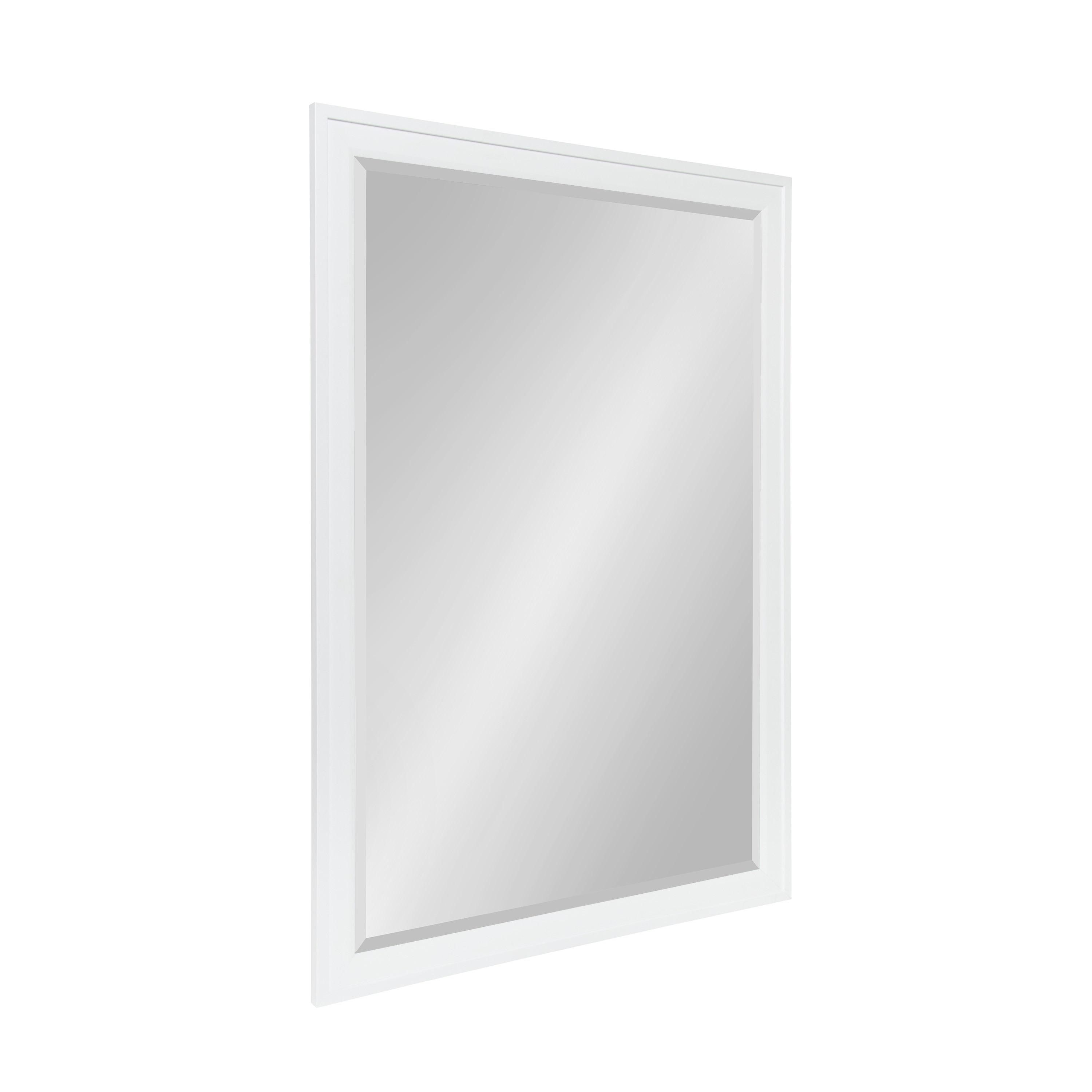 27.5" x 39.5" Bosc Rectangle Wall Mirror White - DesignOvation: Polystyrene Frame, No Assembly Required