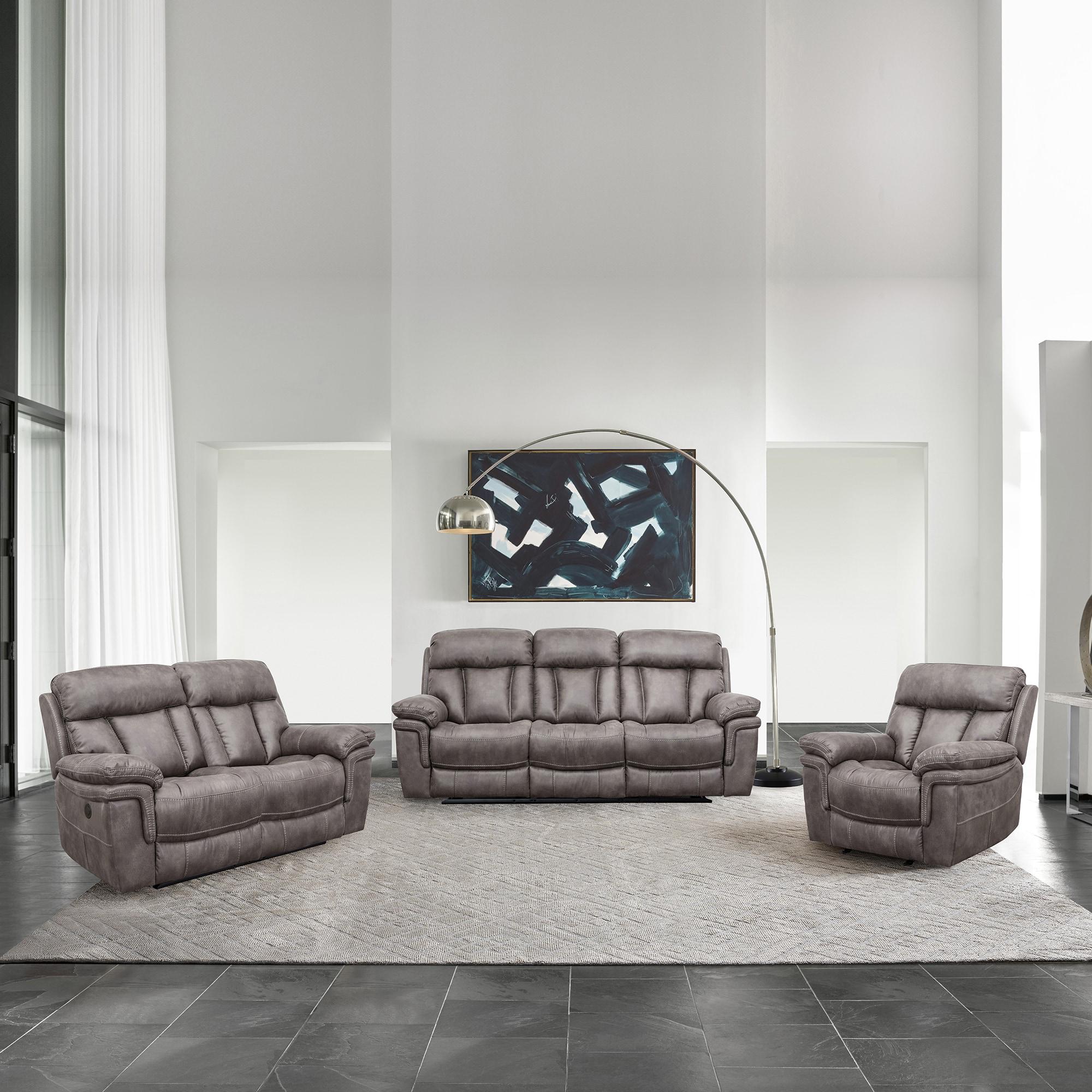 Estelle Power Loveseat in Gunmetal Fabric