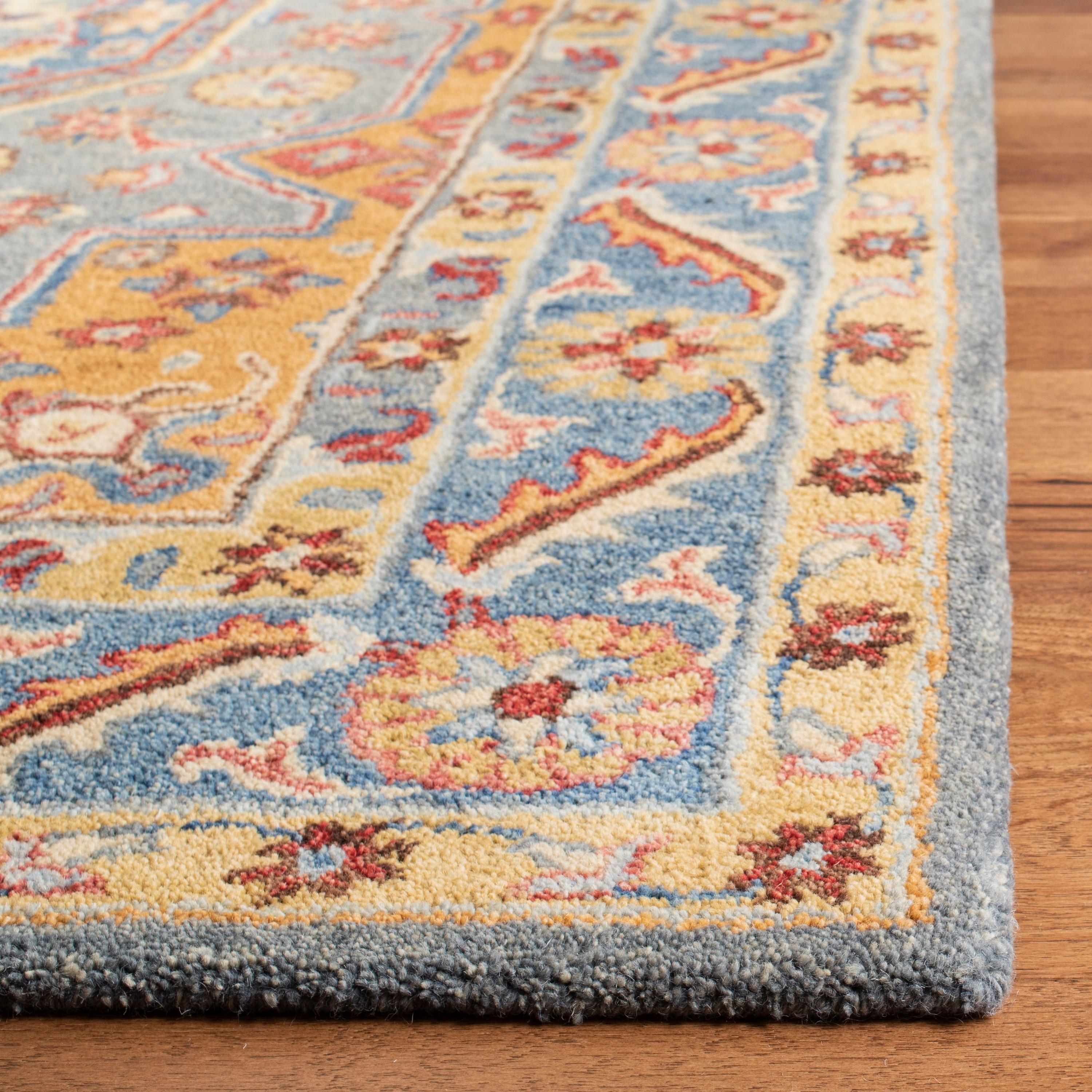 Antiquity AT504 Hand Tufted Area Rug - Blue/Gold - 8'x10' - Safavieh.