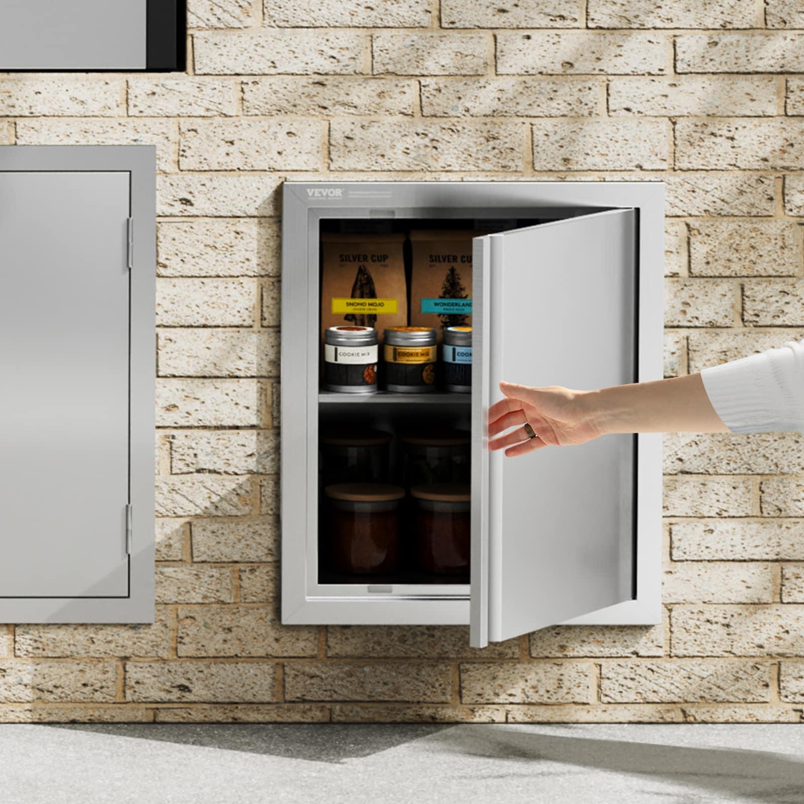 Single Outdoor Kitchen Door 18 in. W x 21 in. H BBQ Access Door Stainless Steel Flush Mount Door Wall Vertical Door