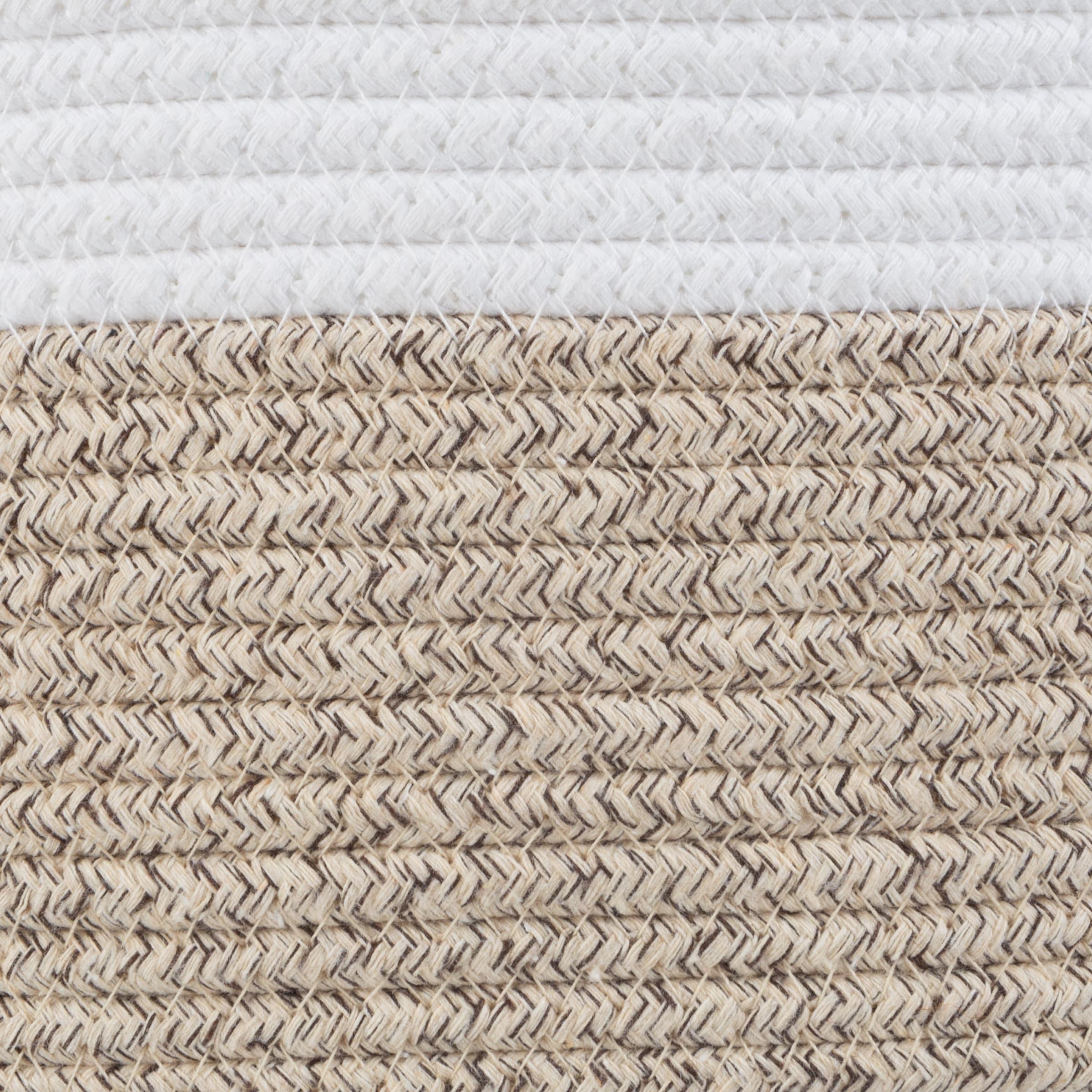 Home-Complete 3pc Storage Basket Set Natural: Cotton Square Decorative Bins for Shelves, Hand Wash, 12"x8.5"x5.5"