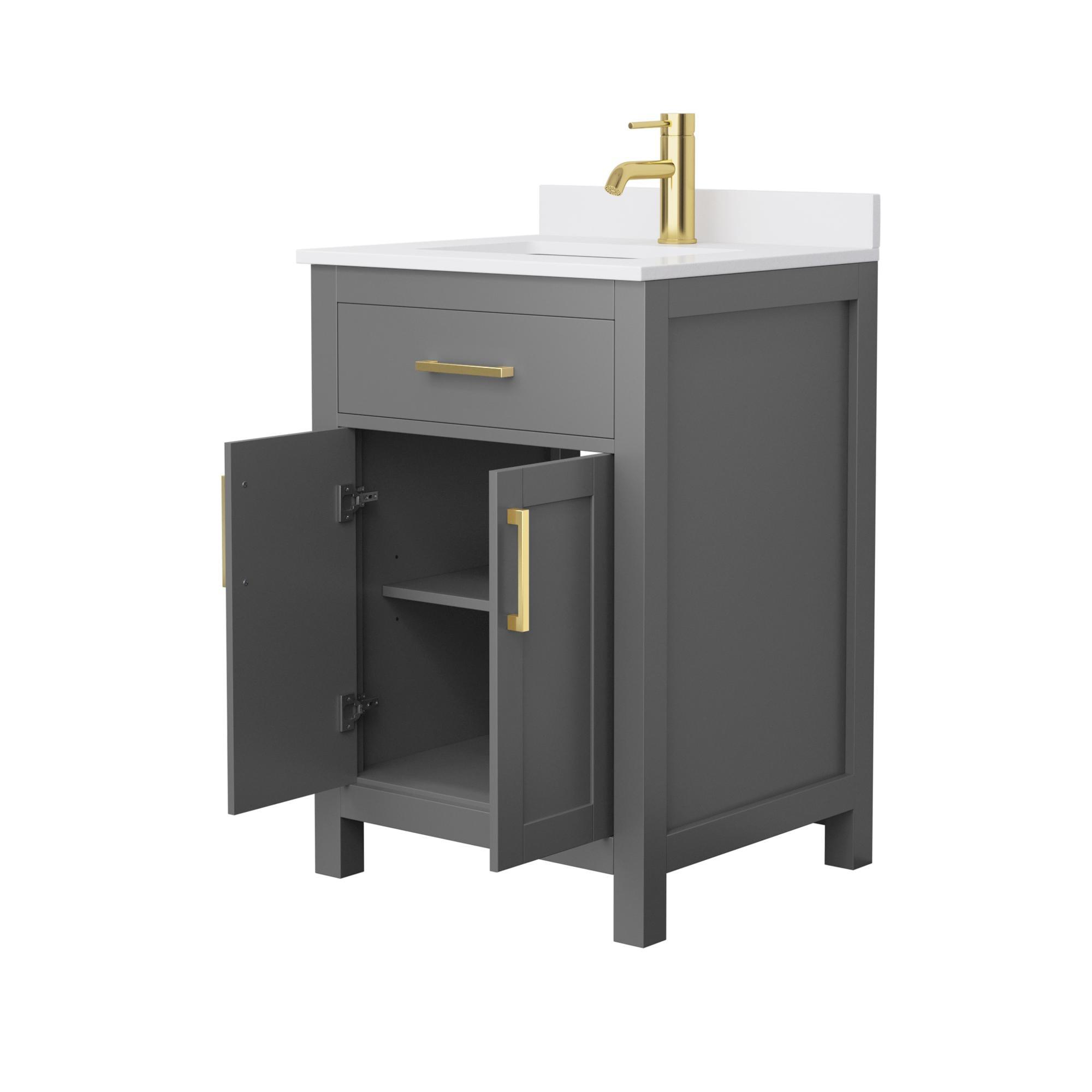 Wyndham Collection Beckett 24" Freestanding Single Bathroom Vanity with Cultured Marble Top