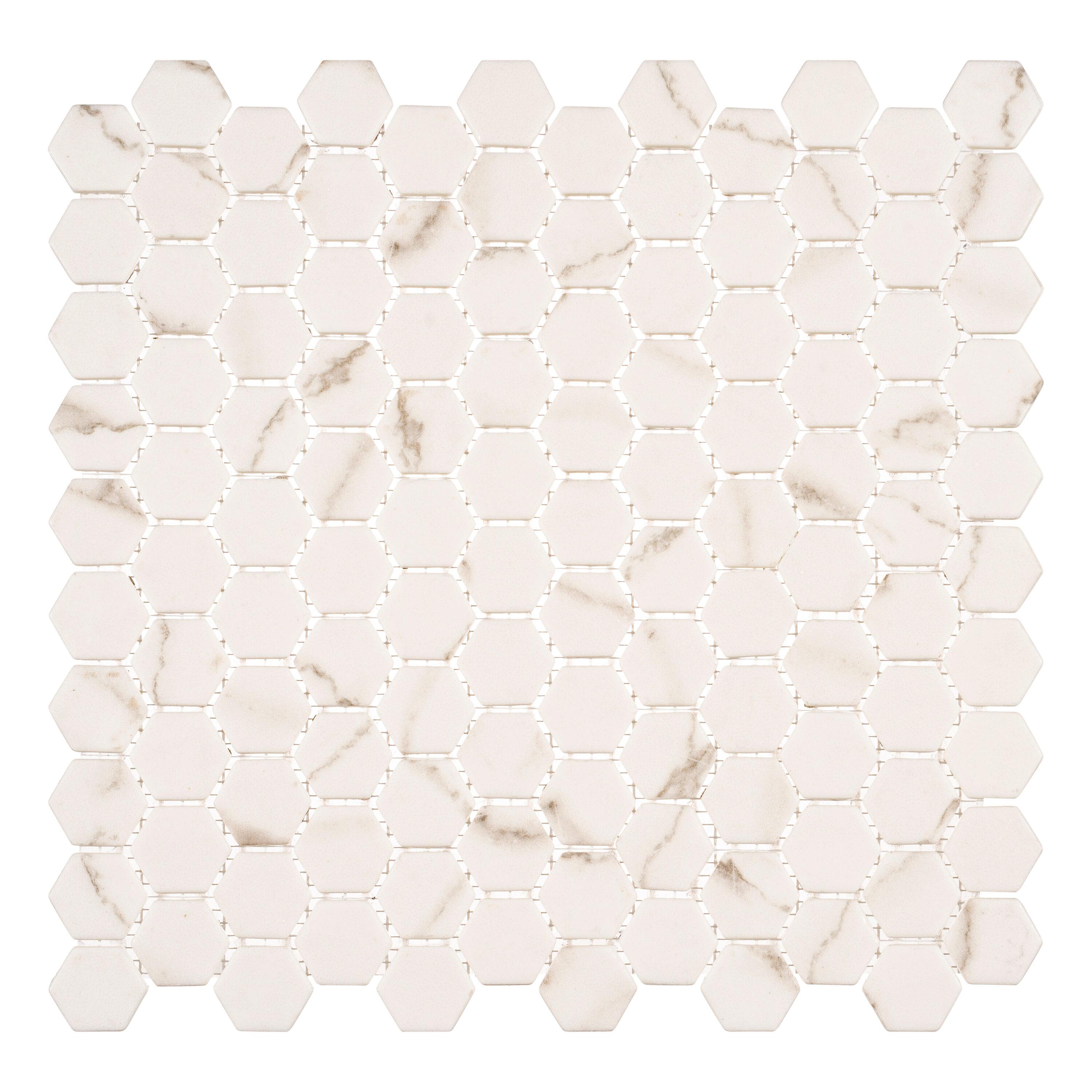 Trillions Hexagon Honeycomb Glass Mosaic Kitchen Backsplash, Bathroom, Shower, Pool, Wall and Floor Tile