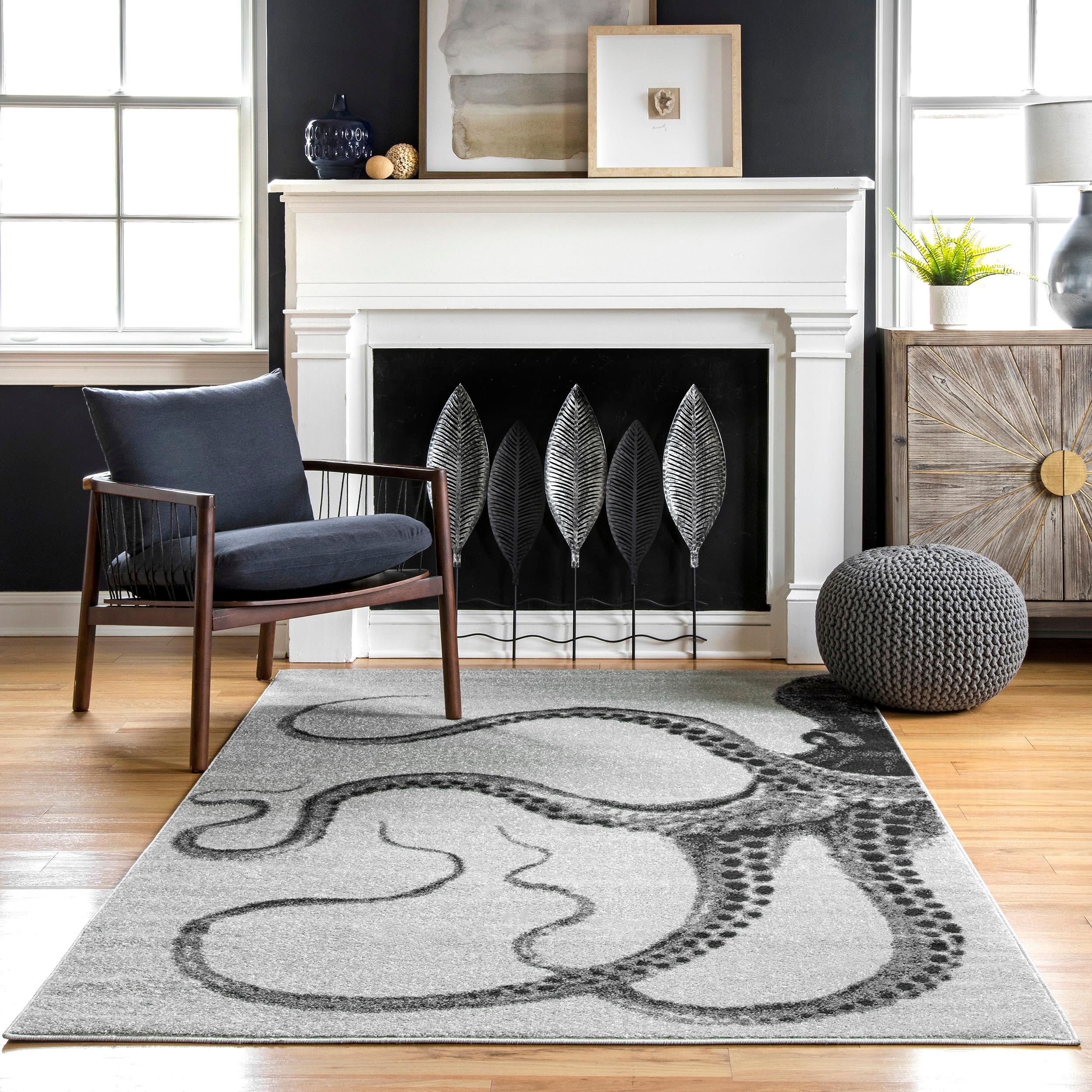 Nuloom Adrienne Animal 5x8 Indoor Area Rug for Living Room Bedroom Dining Room Kitchen, Grey/Ivory