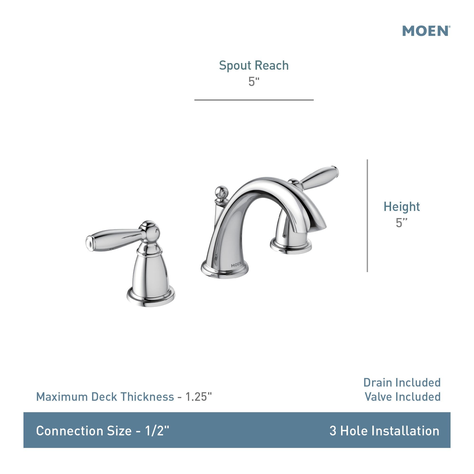 Moen Brantford Chrome Traditional Two-Handle High-Arc Widespread Bathroom Faucet With Drain Assembly, Valve Included