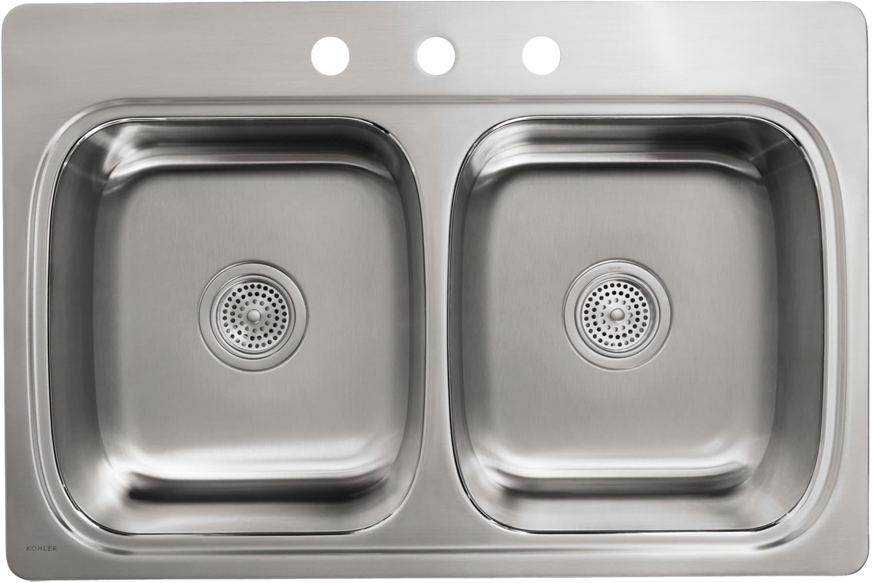 Verse Top-Mount Double-Equal Bowl Kitchen Sink with Single Faucet Hole