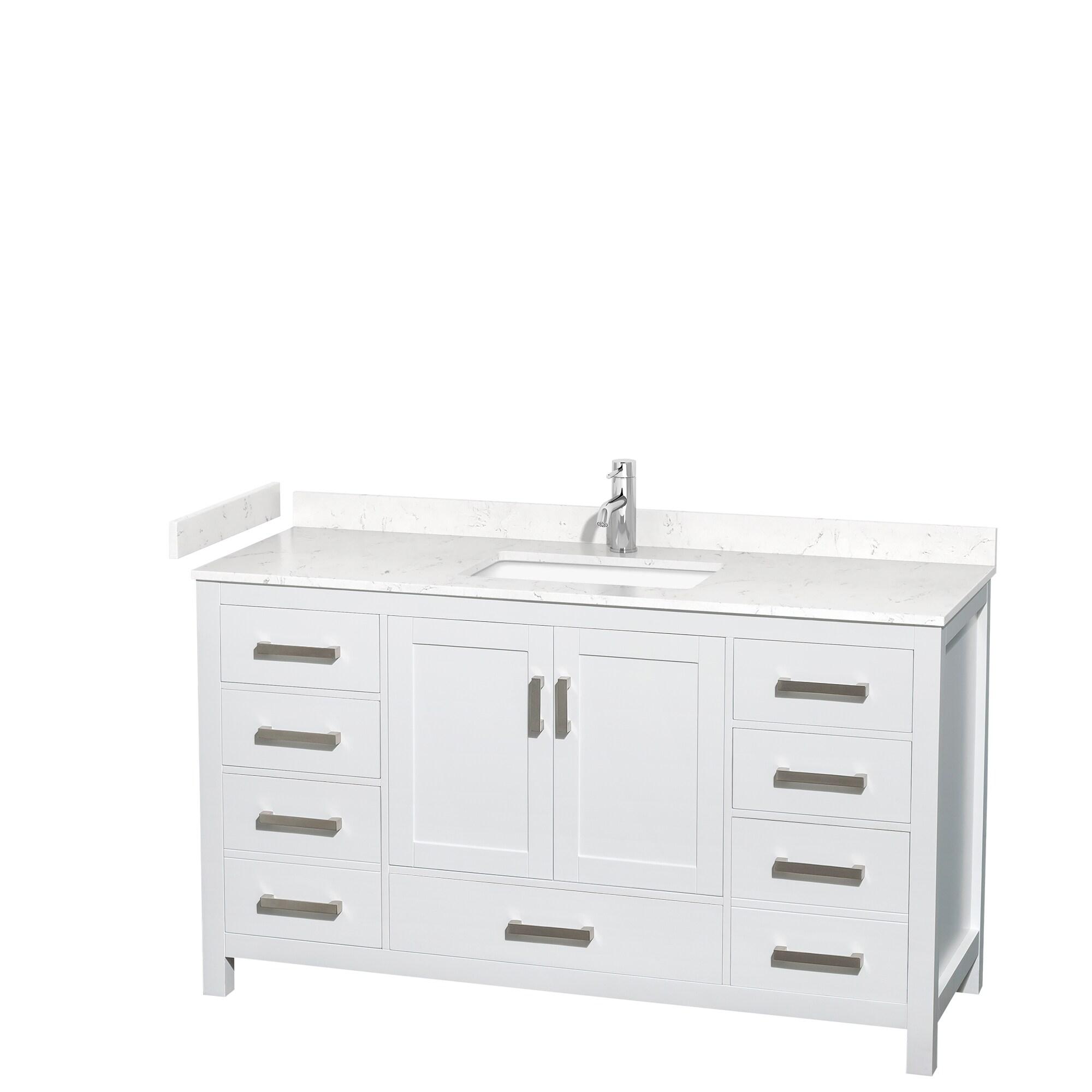 Sheffield 60" White Cultured Marble Single Bathroom Vanity