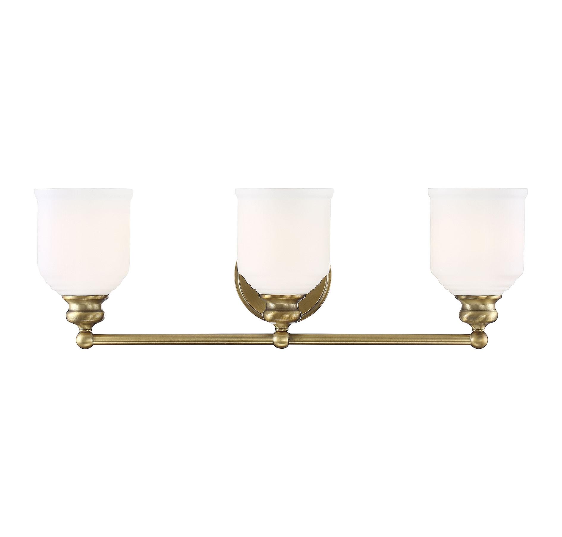 Warm Brass 3-Light Dimmable Bathroom Vanity Fixture