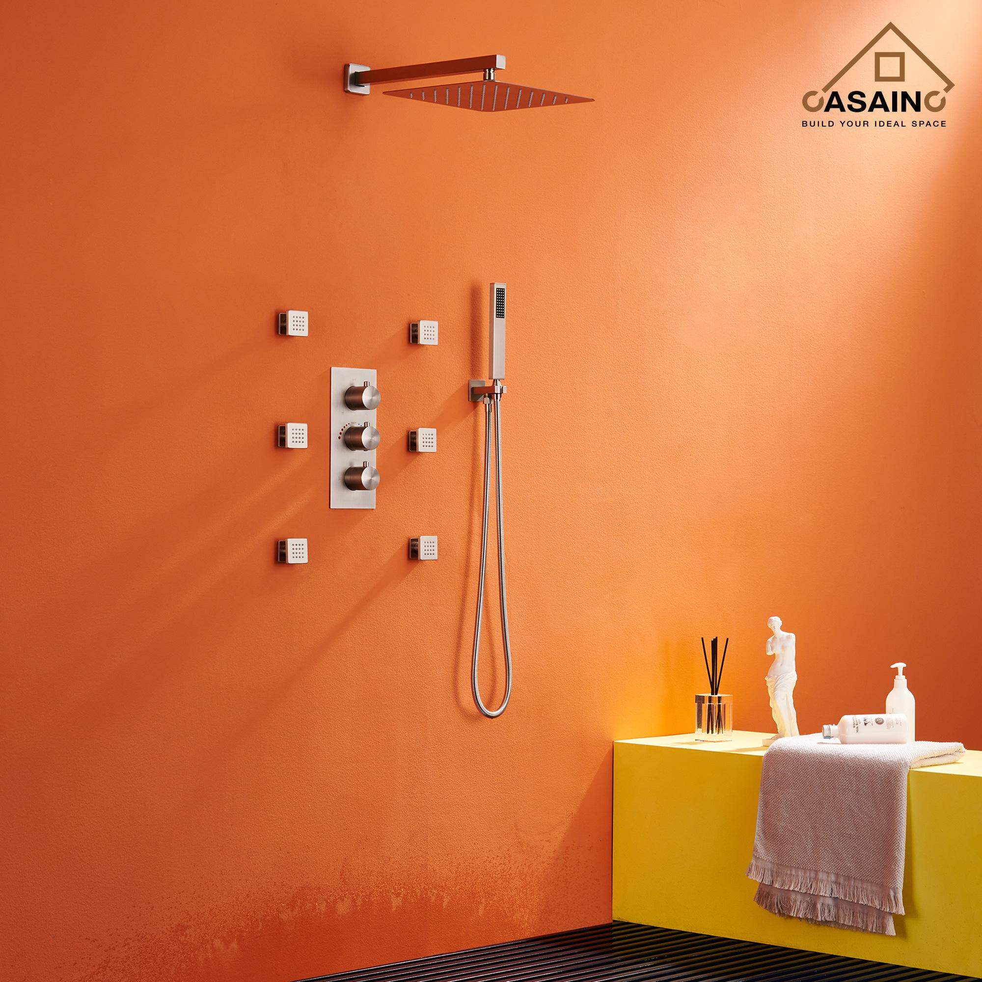 Revitalize 12 Inch Luxury Thermostatic Complete Shower System with Rough-in Valve