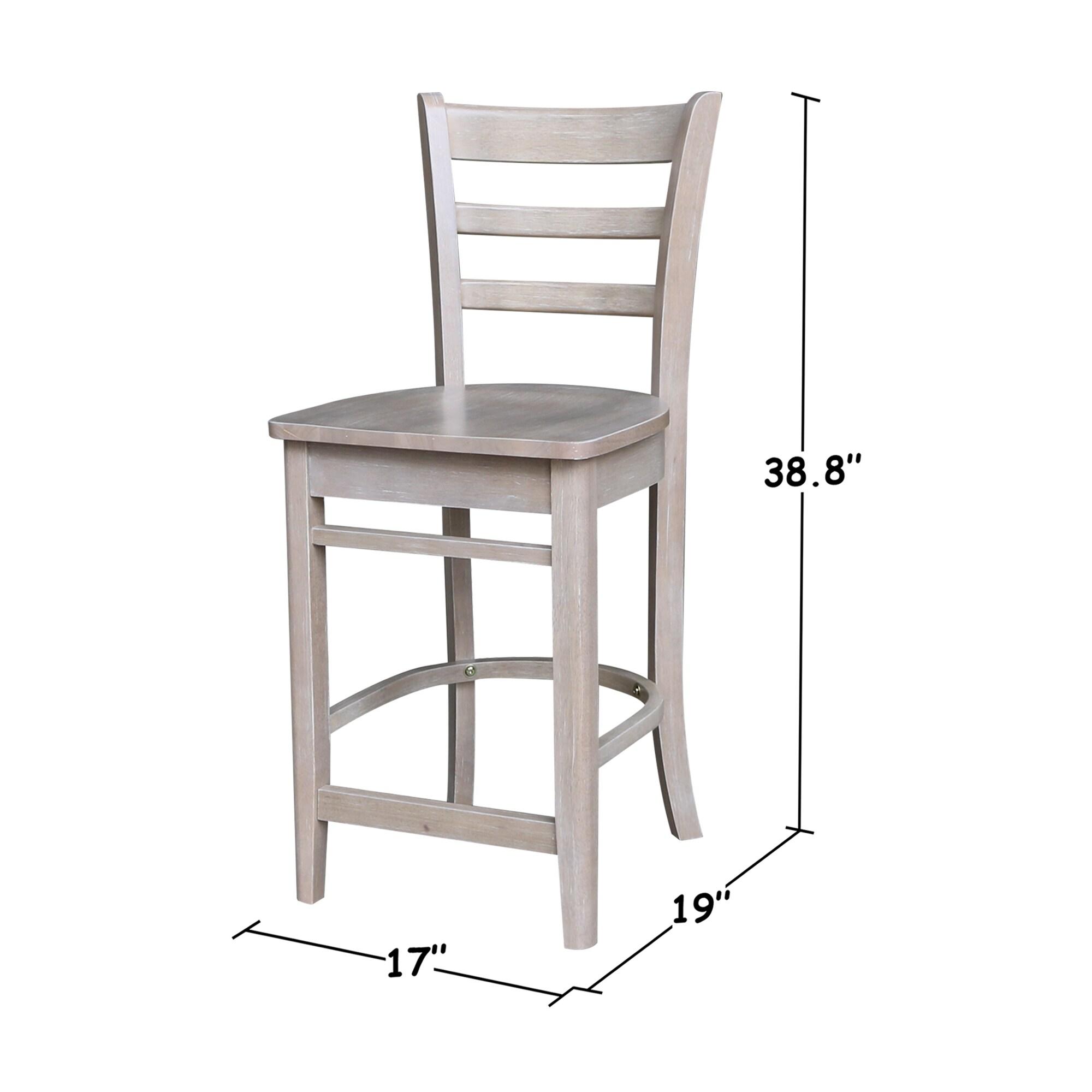 24" Emily Counter Height Barstool Washed Gray/Taupe - International Concepts: Solid Wood, Ladder-Back