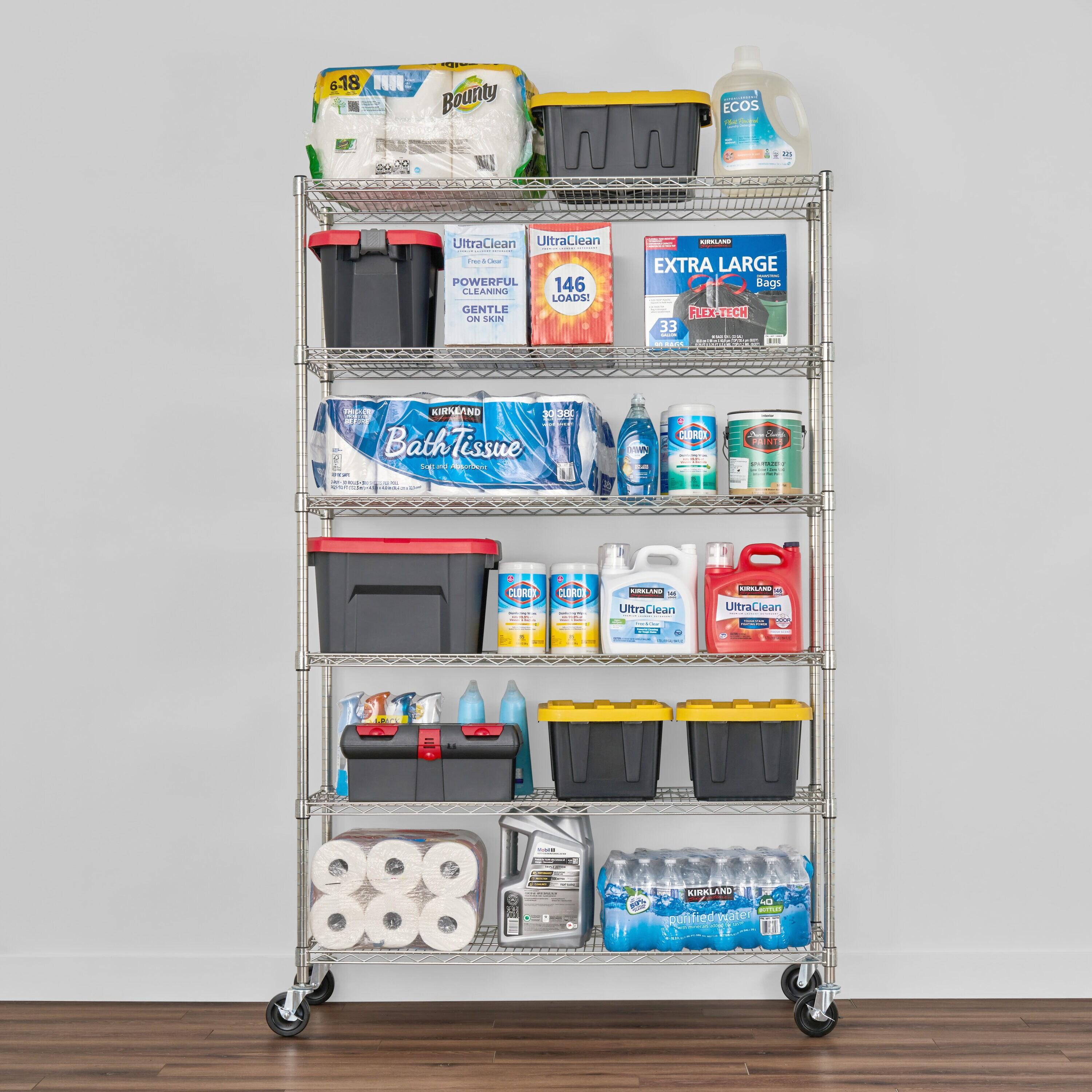 WFX Utility™ SafeRacks 6 Tiered Storage Shelves w/Heavy Duty Steel Wire Shelving Unit, Silver