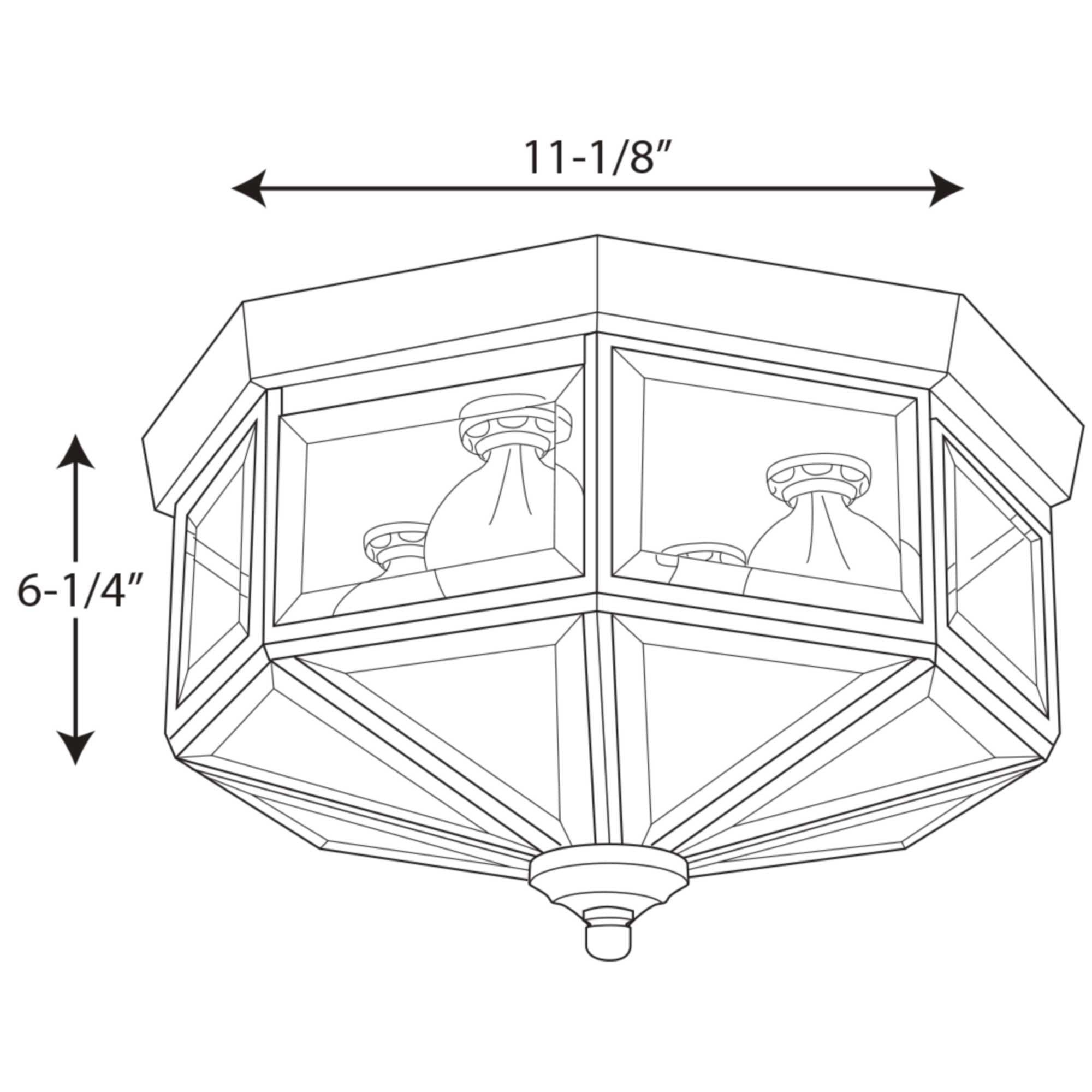 Progress Lighting Hide-a-lite III 3-Light Flush Mount Ceiling Fixture, Brushed Nickel, Clear Beveled Glass Shade