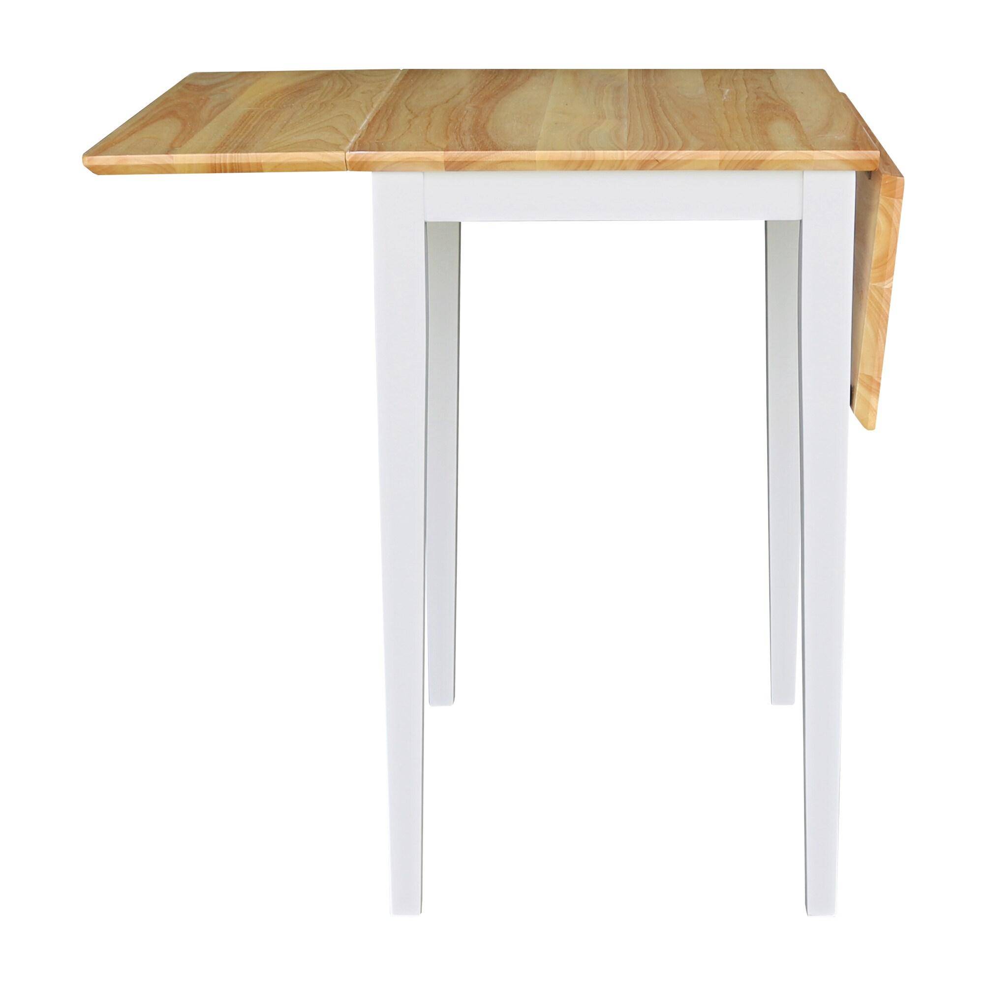 Tate Drop Dining Table White/Natural - International Concepts: Hardwood, Dual 9-inch Leaves, Seats 4