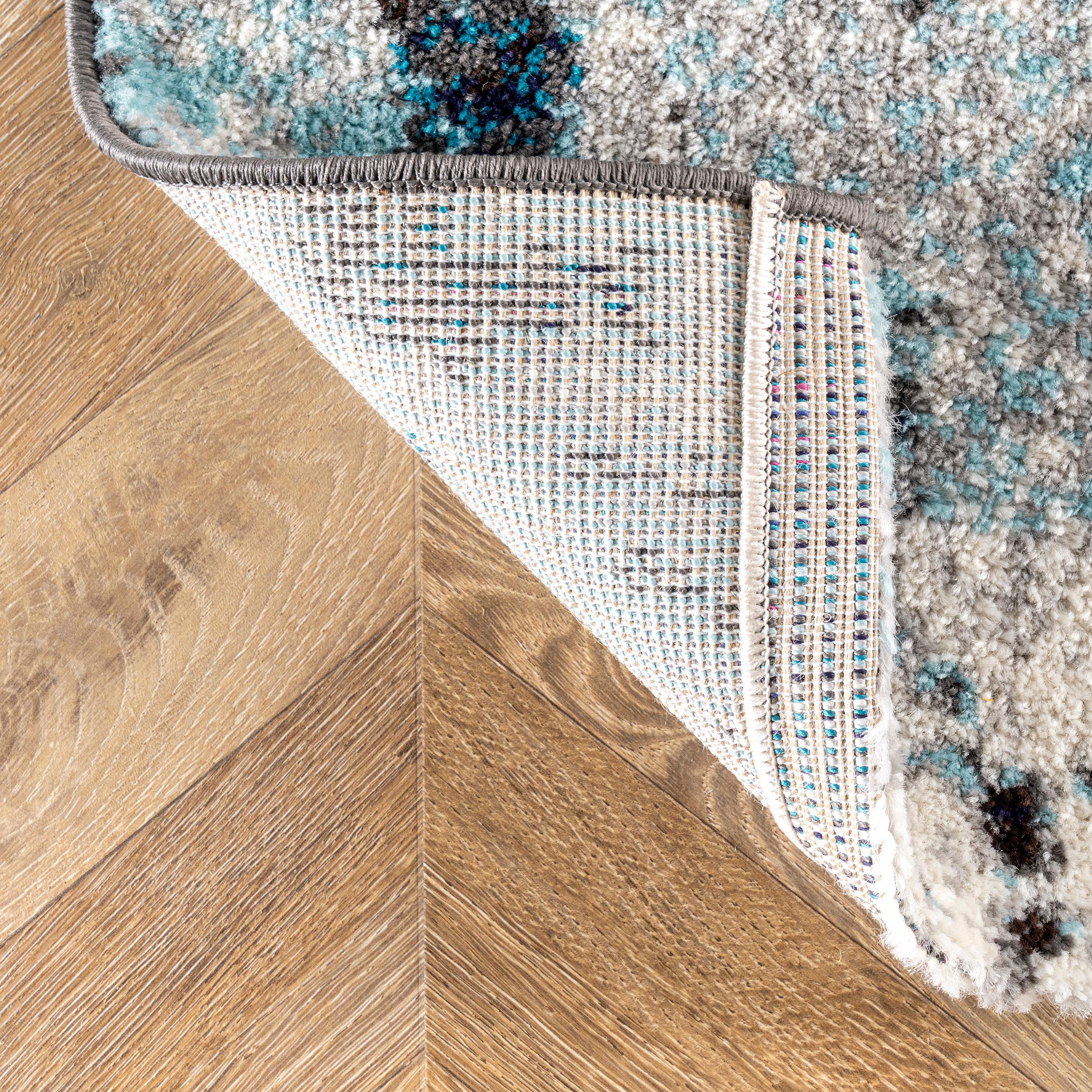 Nuloom Haydee Abstract 2x6 Runner Indoor Area Rug for Living Room Bedroom Dining Room Entryway Hallway Kitchen, Teal/Ivory