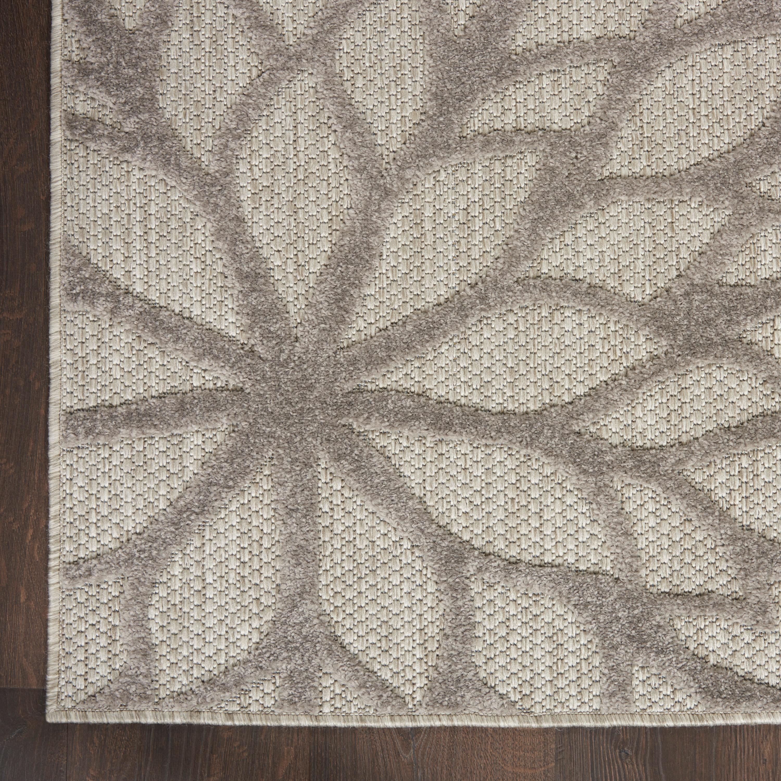 Nourison Aloha Floral Bloom Flatweave High-Low Indoor Outdoor Runner Rug Silver Grey 2'3" x 12'