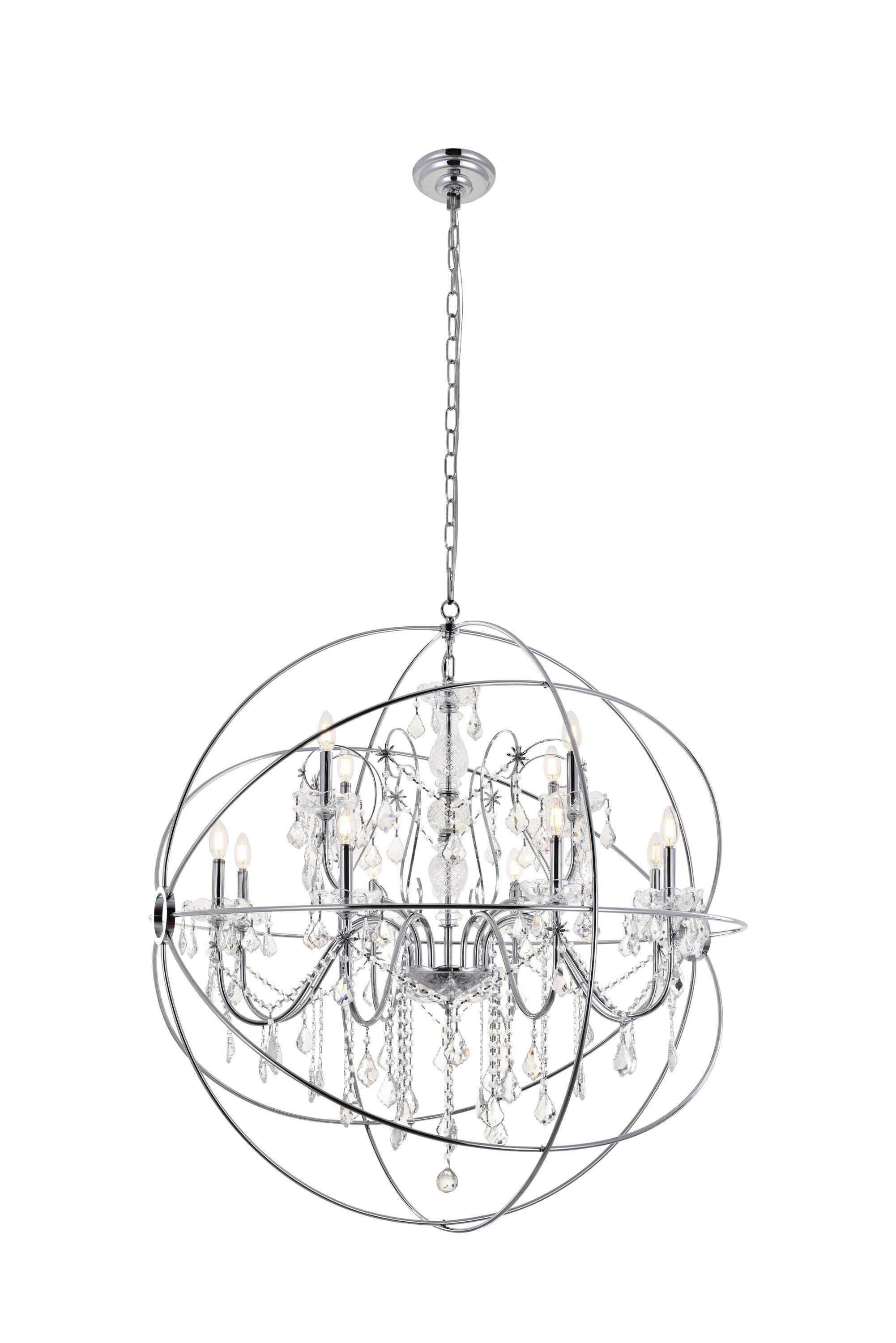 Elegant Decor Home Furnishing 12 -Light Chrome Transitional Globe Large Hanging Pendant light