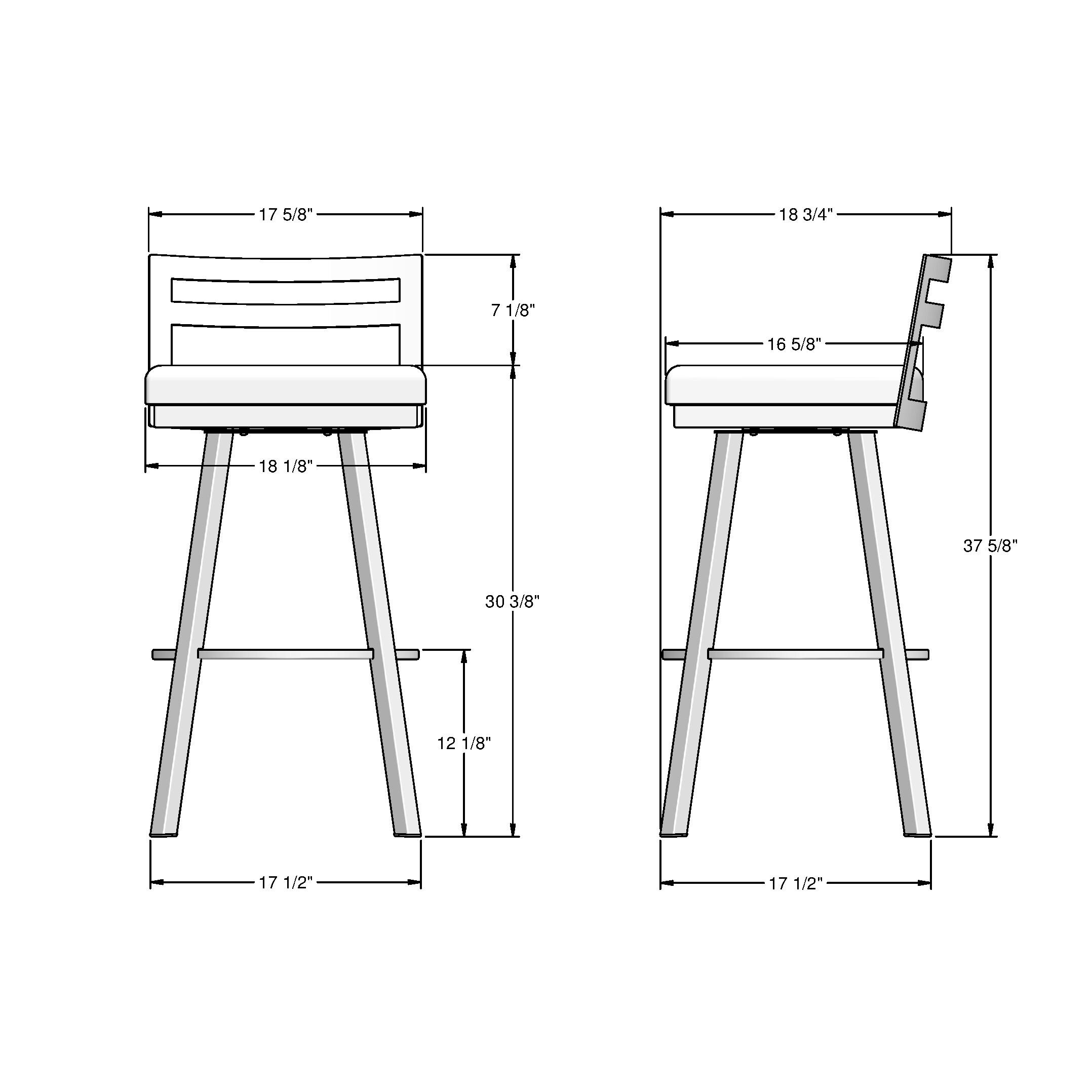 Amisco Derek 30 In. Swivel Bar Stool - Grey Polyester / Metallic Grey Metal