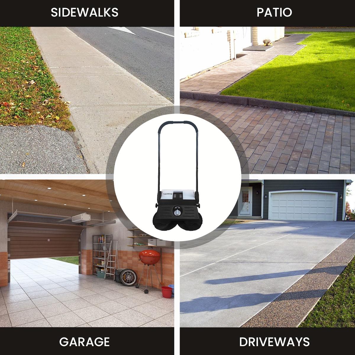Dapper Supply Walk-Behind Outdoor Hand Push Floor Sweeper - 6.5 Gallon Capacity - 22" Sweeping Width - Sweeps up to 25,500 ft² / Hour, Grey