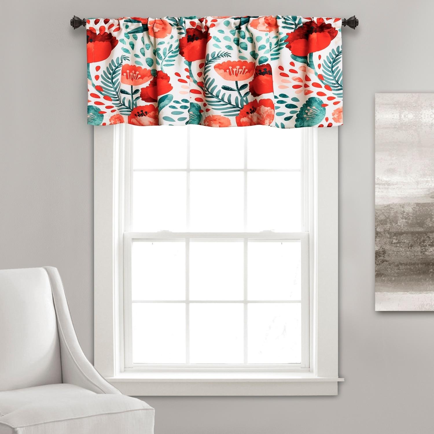 Lush Decor Poppy Garden Floral Tailored 52'' W Window Valance in