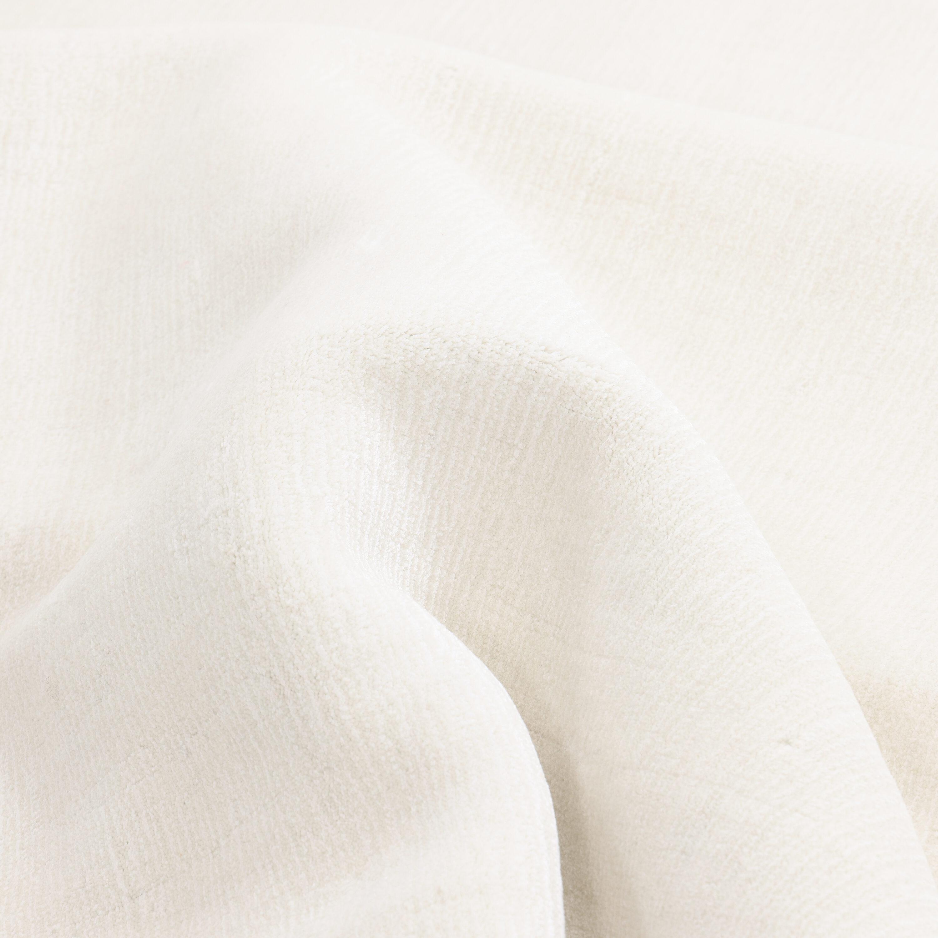 Elegant Handmade Ivory Stripe Wool & Viscose 10' x 14' Area Rug