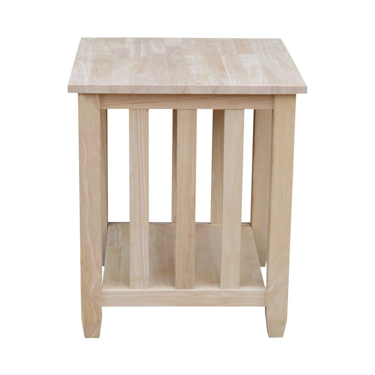 International Concepts Mission Tall End Table: Hardwood Frame, Square Shape, 25" Height, Shelf Storage