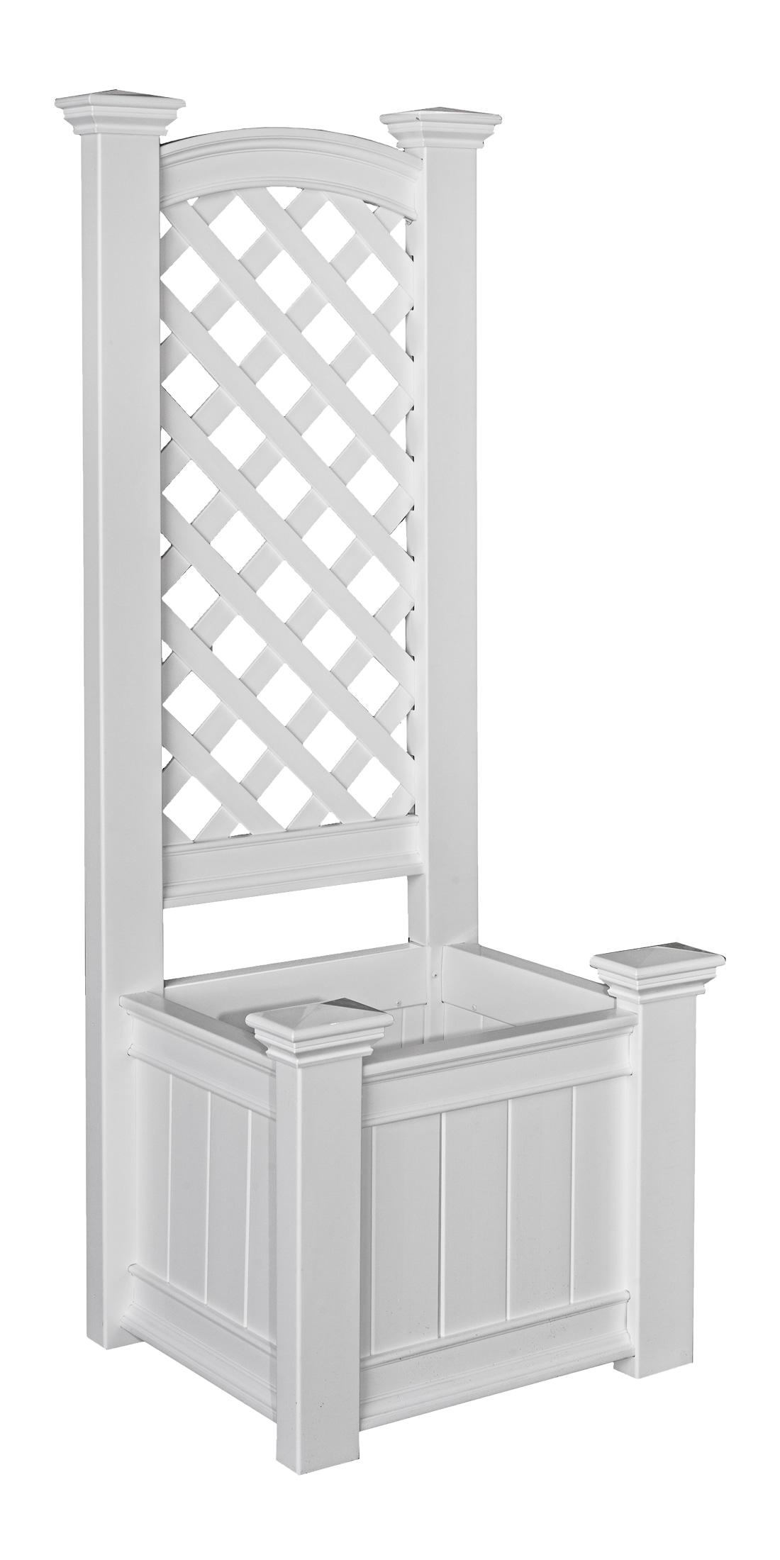 Classic White Vinyl Planter Box with Trellis, 65" Tall