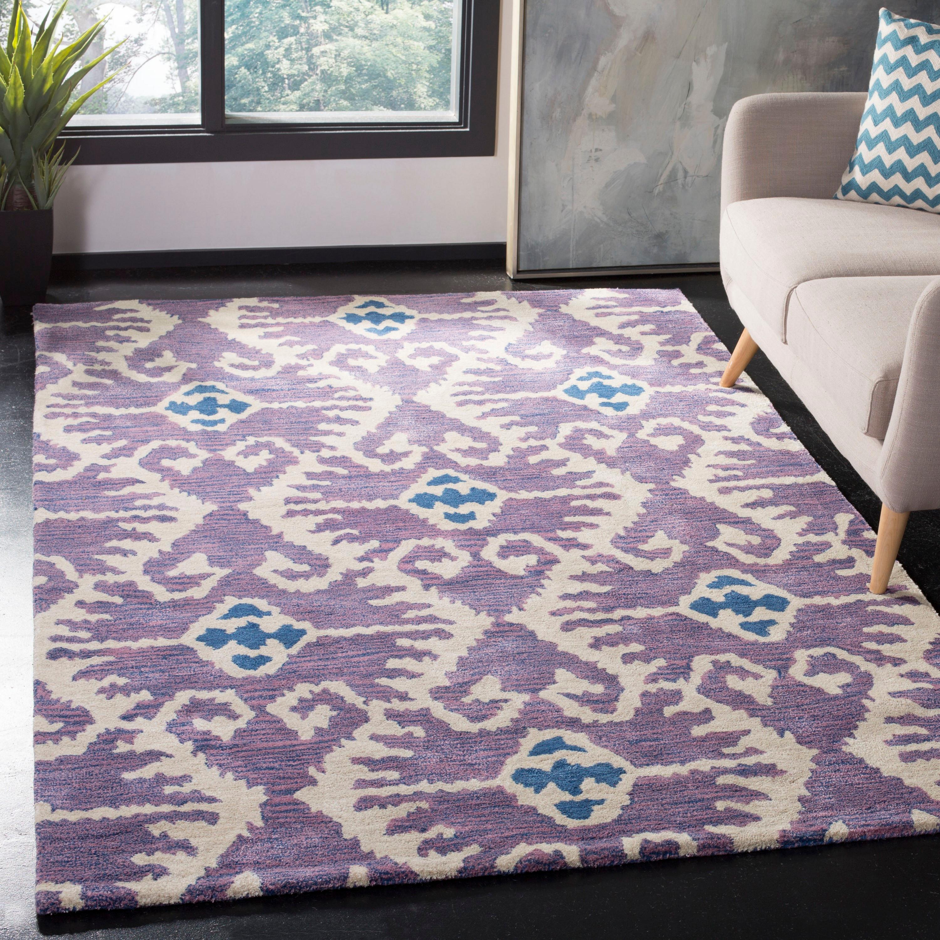 Wyndham WYD323 Hand Tufted Indoor Area Rug - Lavander/Ivory - 7'x7' - Safavieh