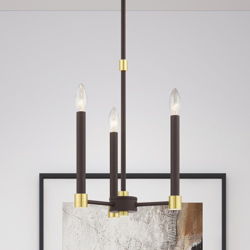Livex Lighting Karlstad 3 - Light Chandelier in Bronze/Satin Brass