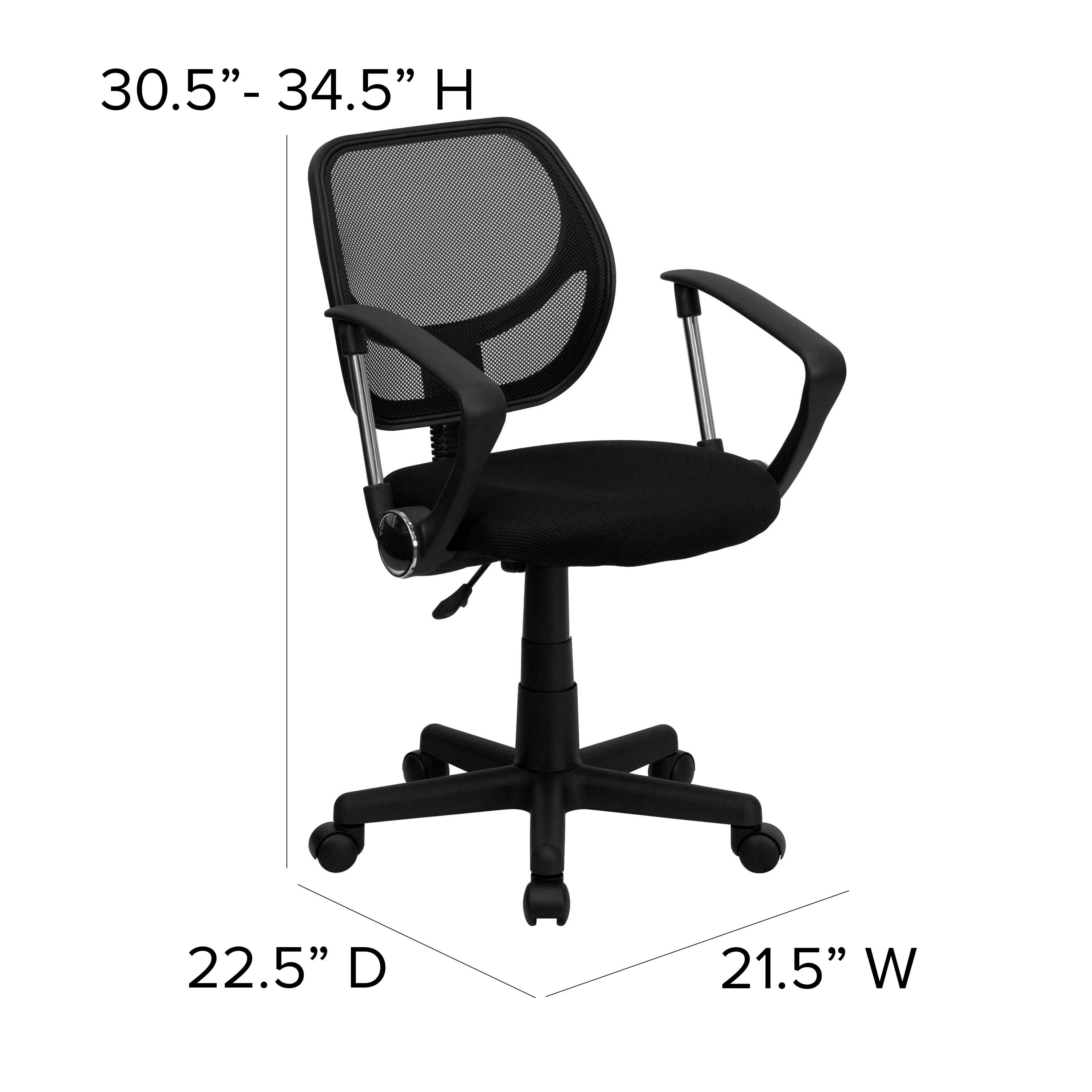 Flash Furniture Low Back Black Mesh Swivel Task Office Chair with Curved Square Back and Arms