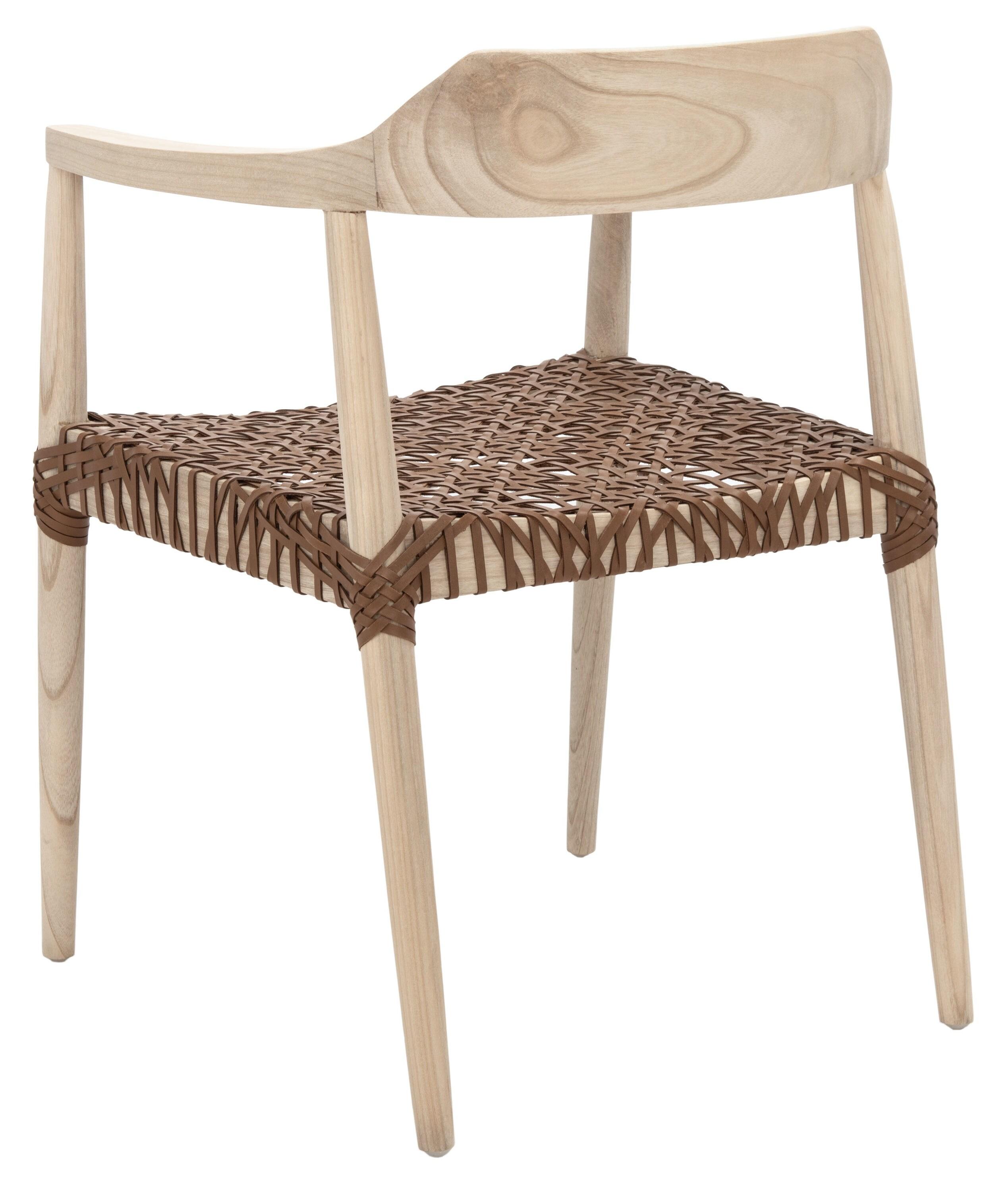 Munro Leather Woven Accent Chair - Natural/Light Honey - Safavieh