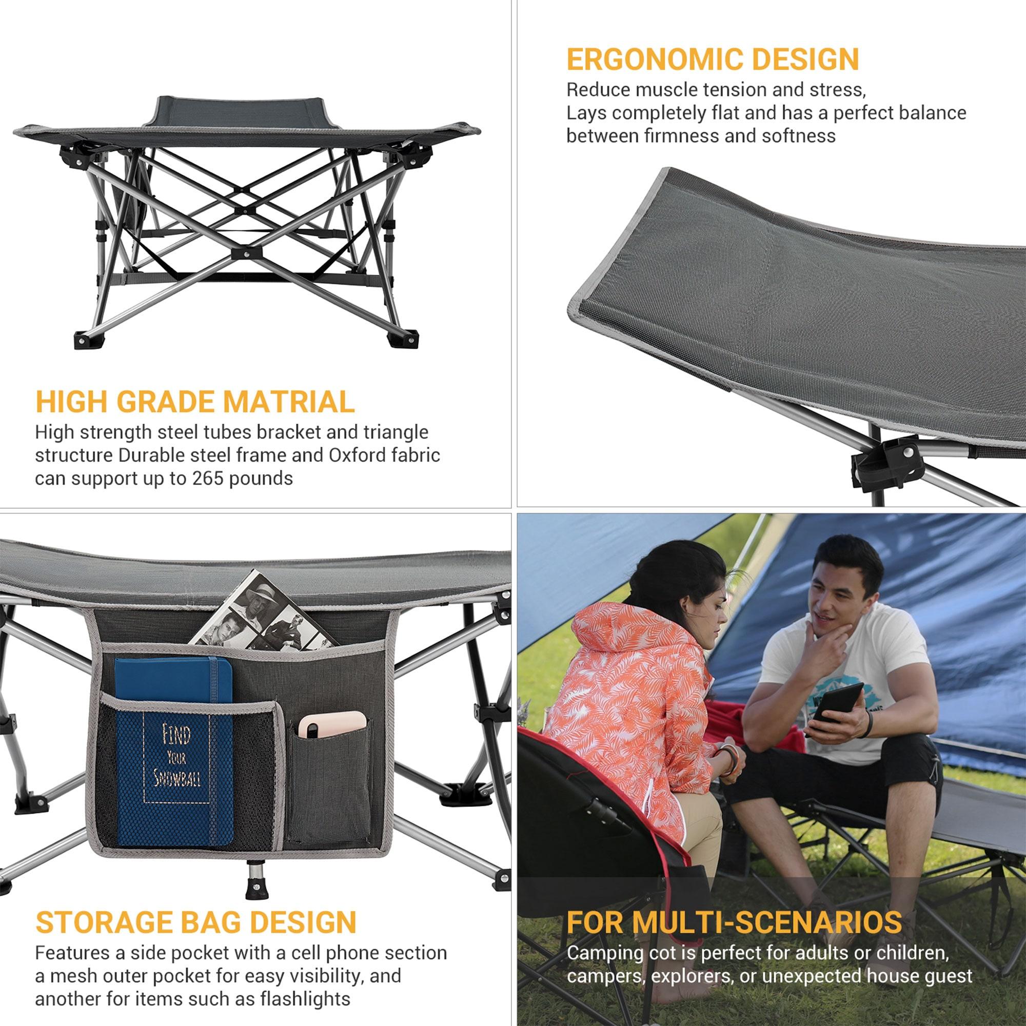 KingCamp Folding Portable Outdoor Camping Cot w/ Multi Layer Side Pocket | Wayfair