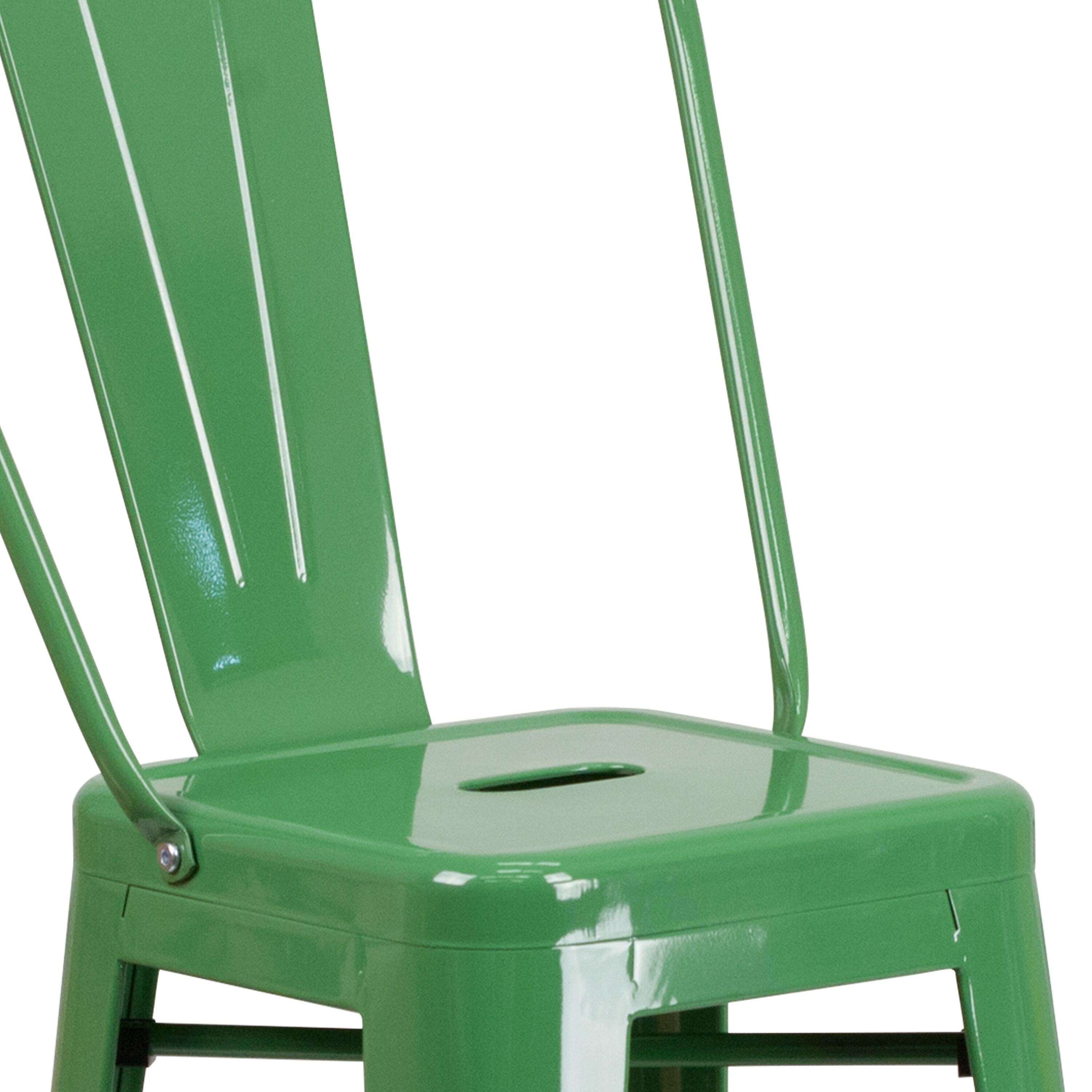 Flash Furniture Commercial Grade 30" High Green Metal Indoor-Outdoor Barstool with Removable Back