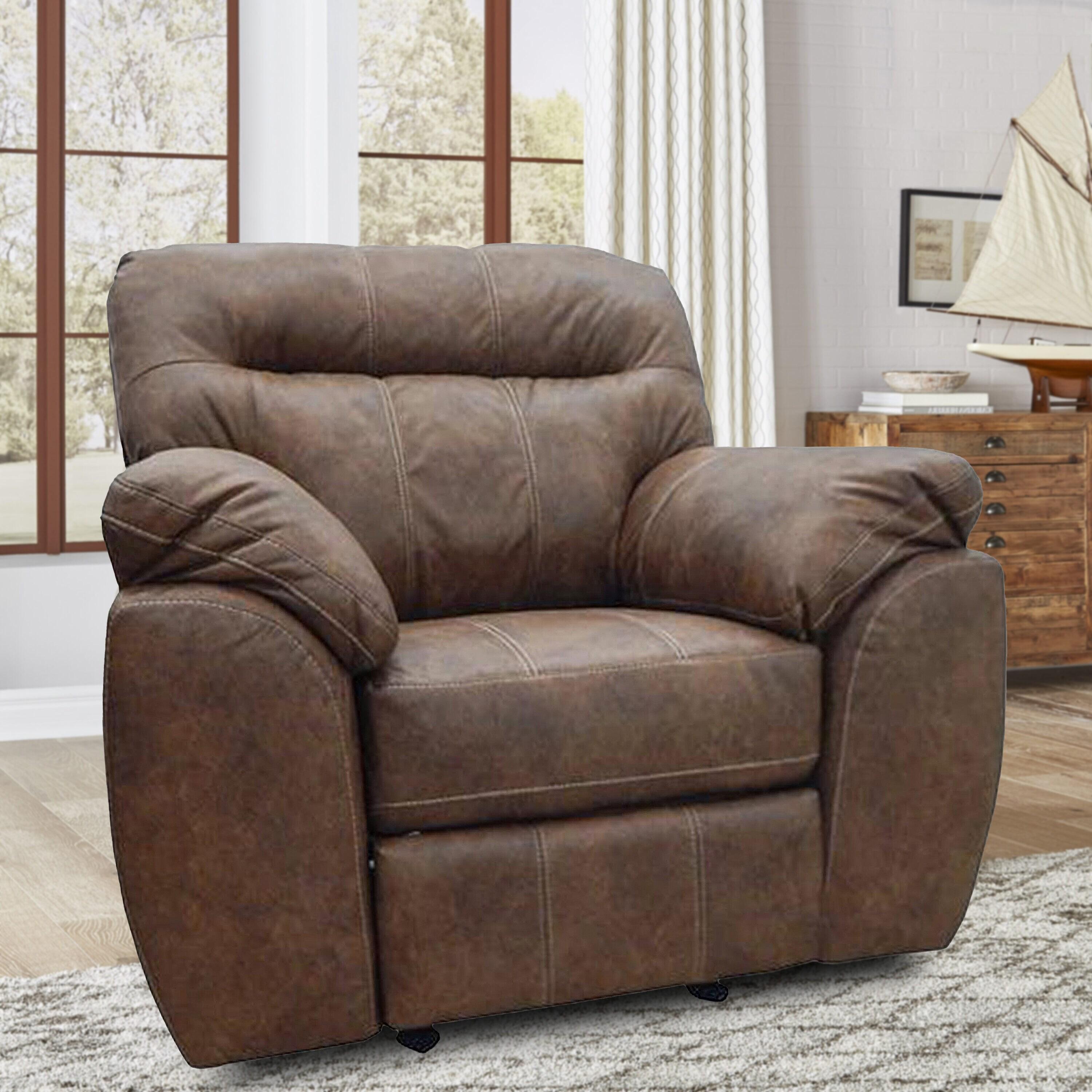 American Furniture Classics Model 8-03RR-A353V5 Rocker Recliner Chair in Brown Faux Leather