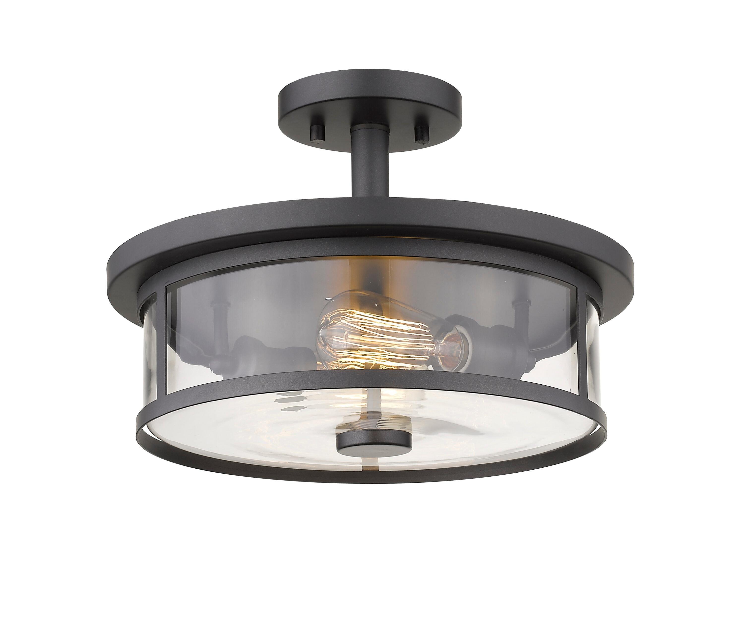 Z-Lite 462Sf14 Savannah 2 Light 14" Wide Semi-Flush Drum Ceiling Fixture - Bronze