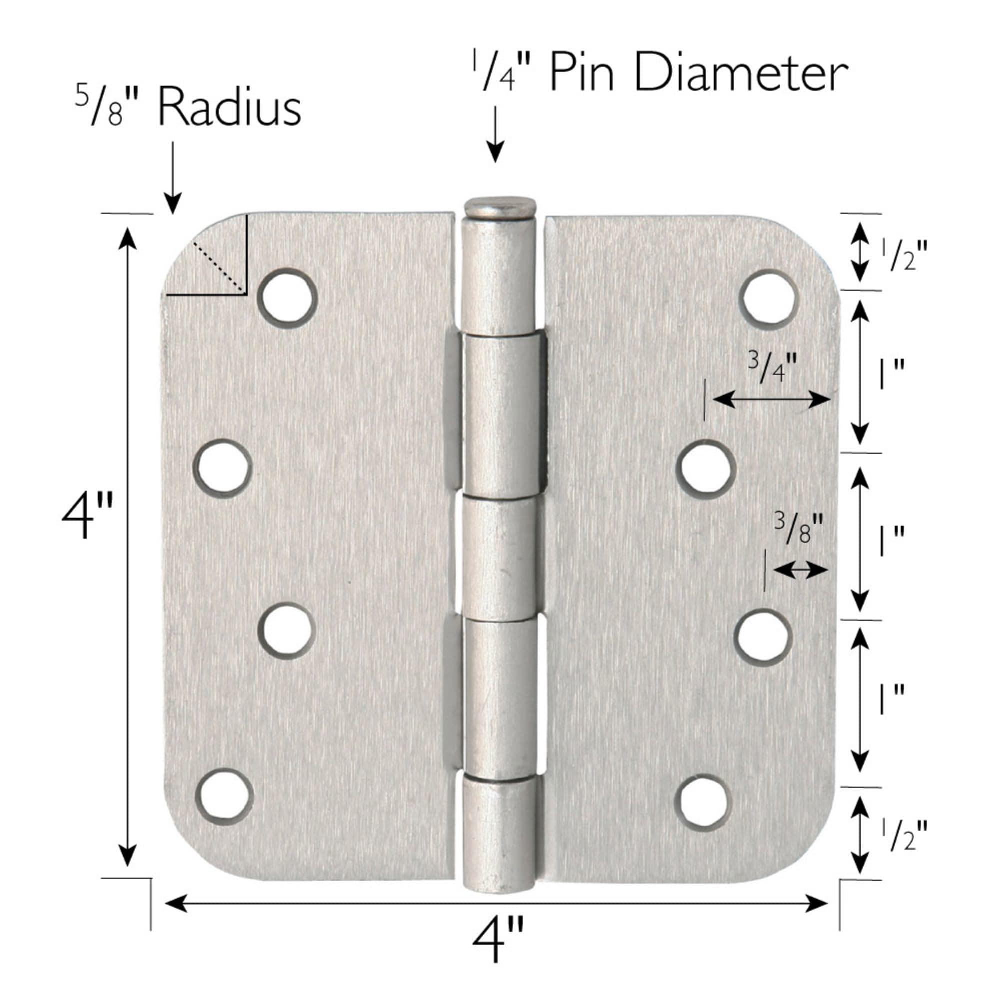 Door Hinge 4-Inch, 5/8-inch Radius, 3-Pack (Set of 3)