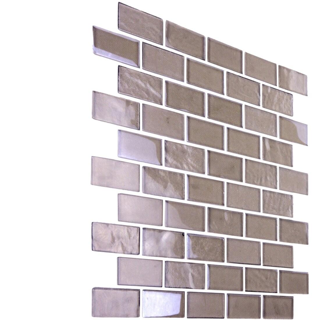 Abolos Landscape 1 in. x 2 in. Translucent Glass Plastic Face Mounted Brick Mosaic Designer Pool Tile