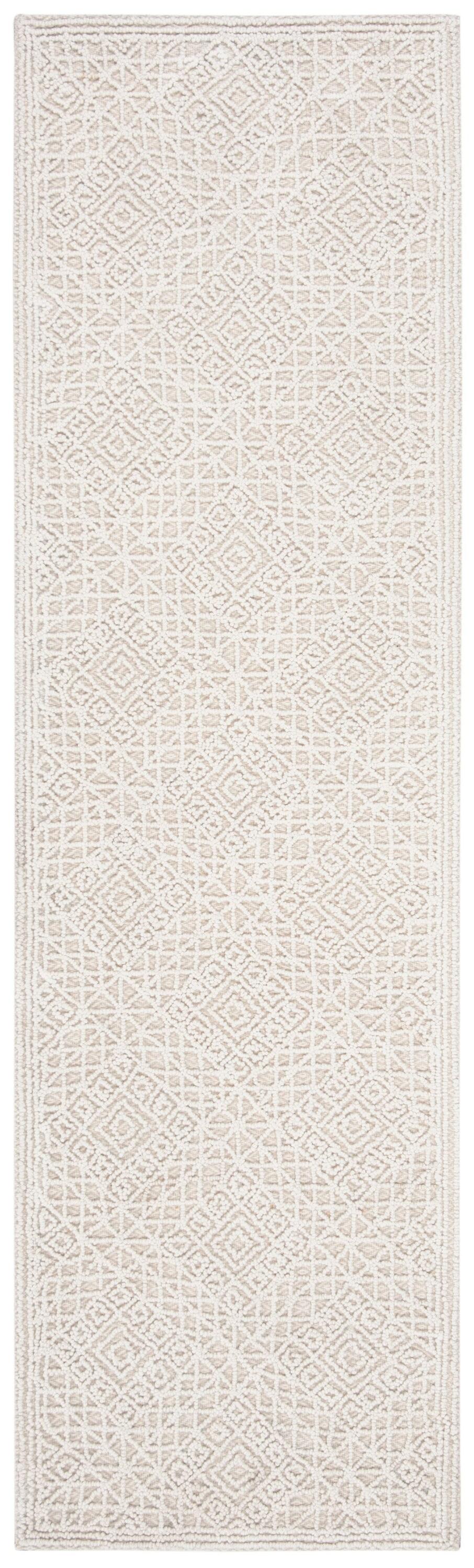 SAFAVIEH Trace Fionntan Geometric Wool Runner Rug, Light Beige, 2'3" x 8'