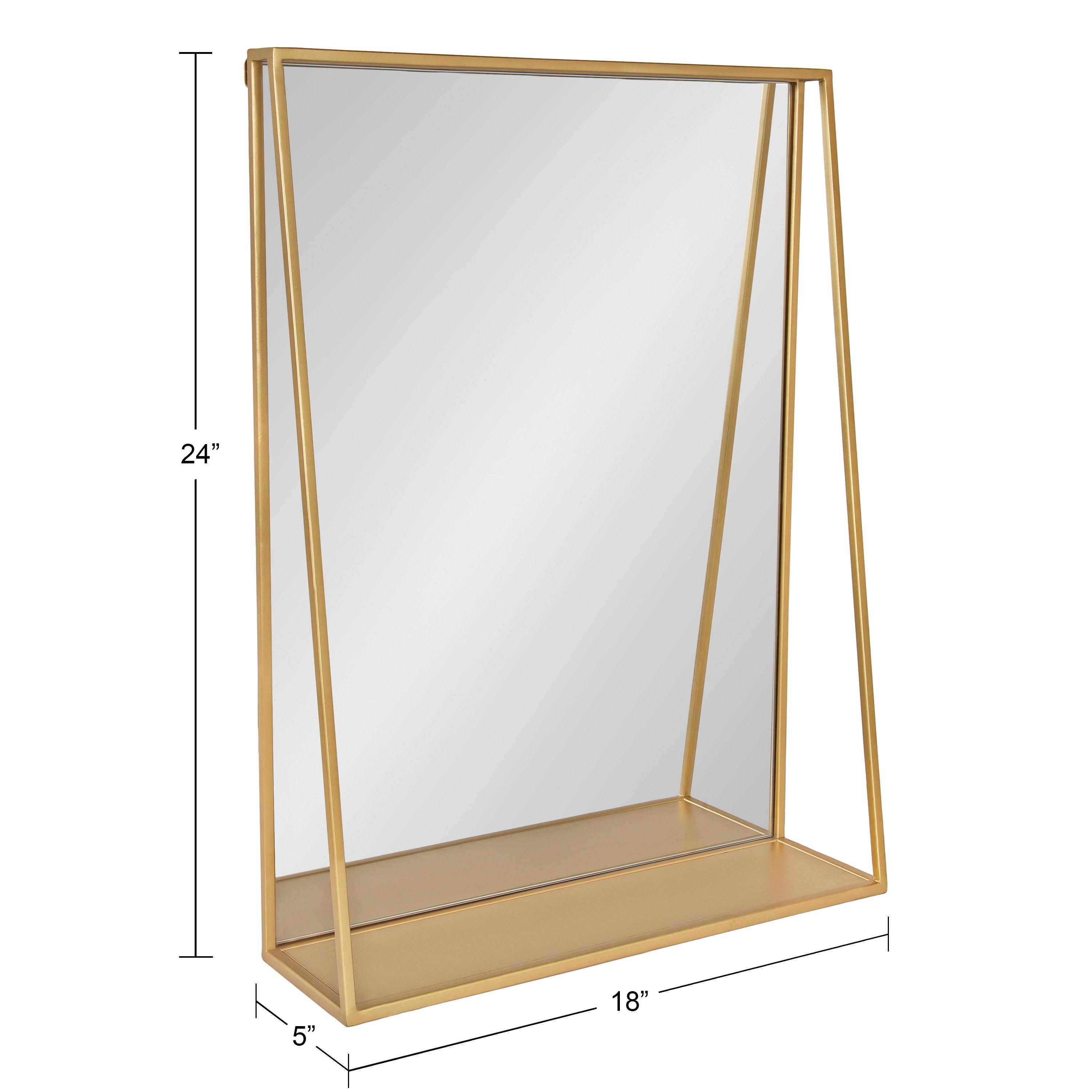 18" x 24" Lintz Functional Wall Mirror Gold - Kate & Laurel All Things Decor: Modern Rectangle, No Assembly Required