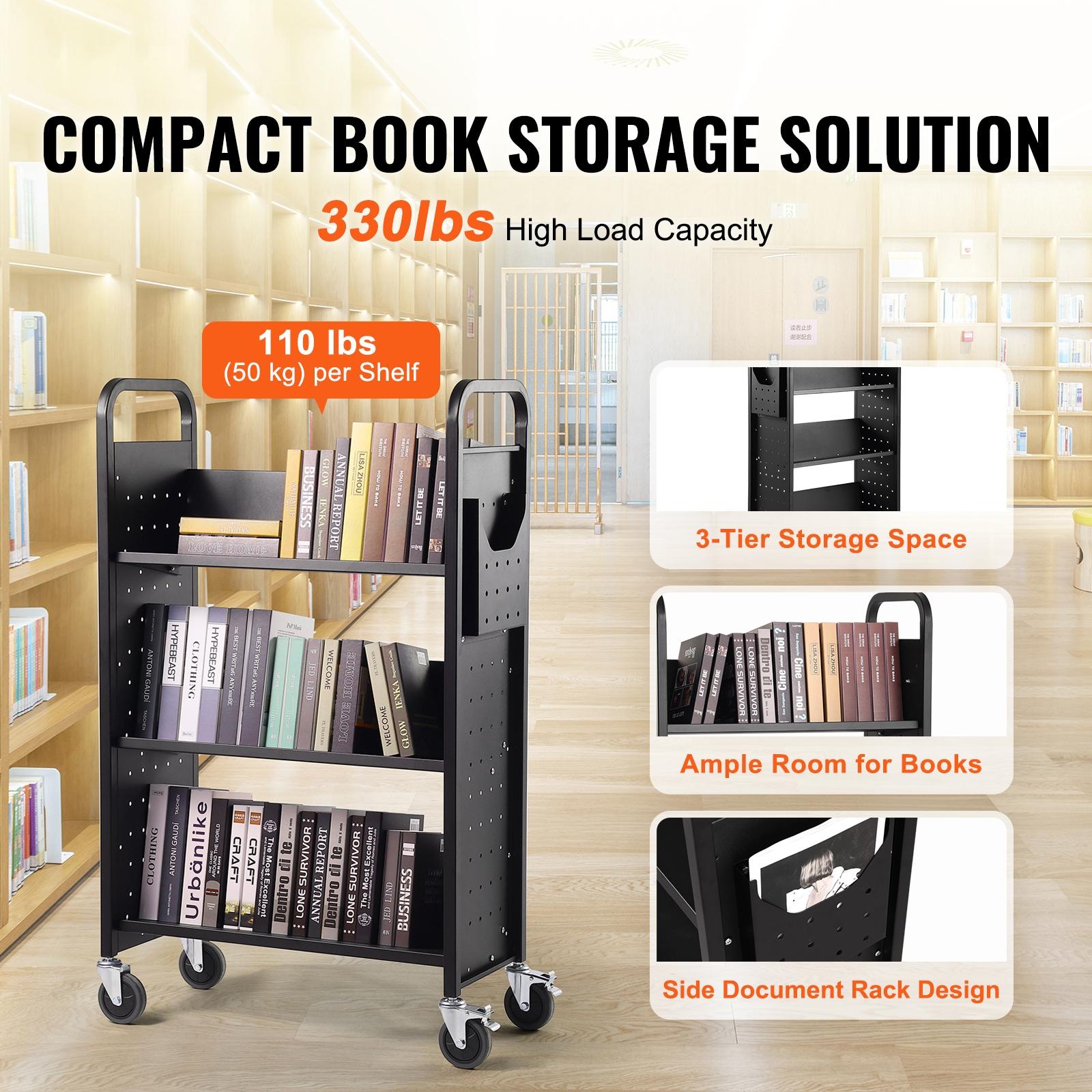 Stellweilan Tessberg 49.2'' H Book Cart with Wheels