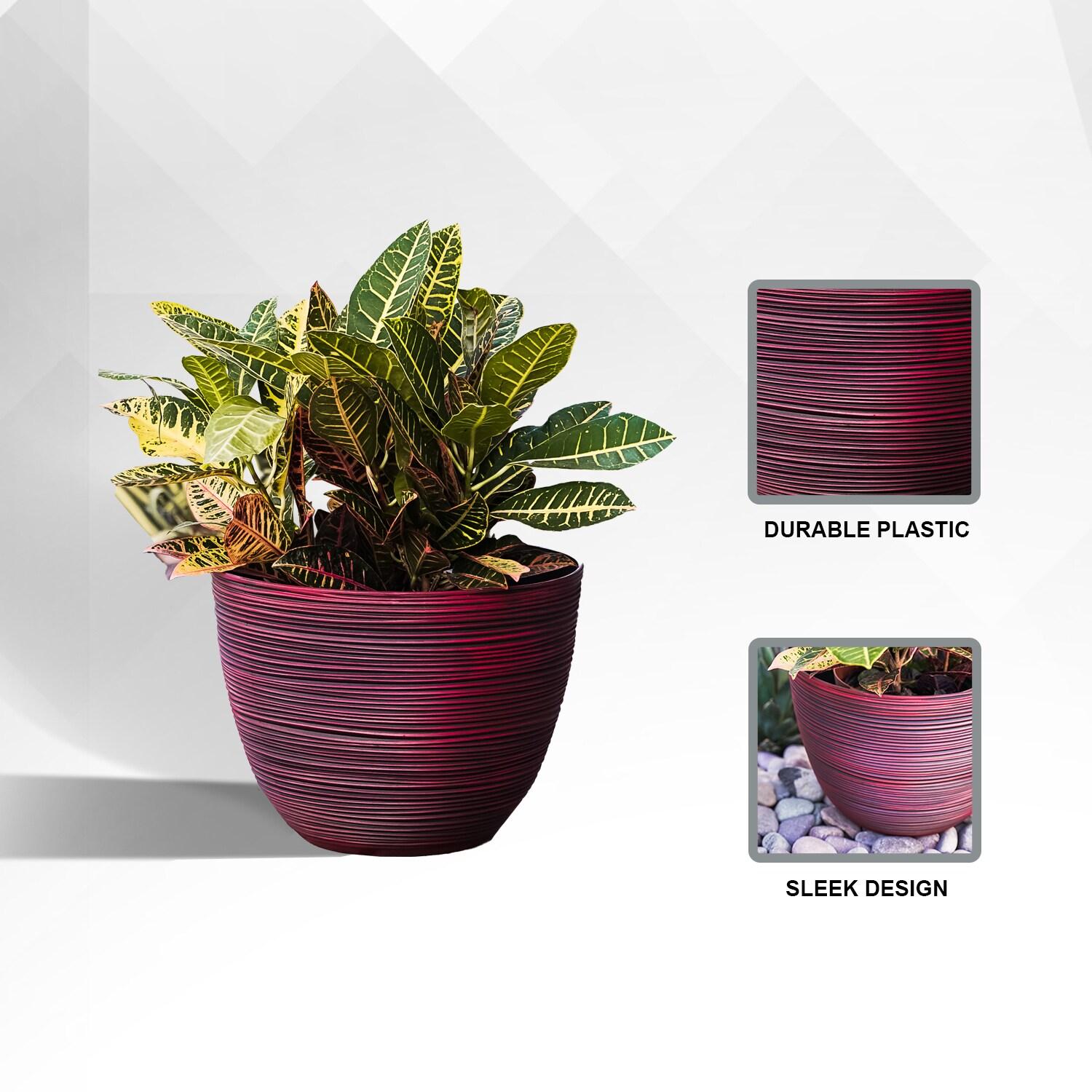 XBrand Modern Nested Round Textured Indoor Outdoor Pot Planter, Set of 3, 12 Inch Tall,