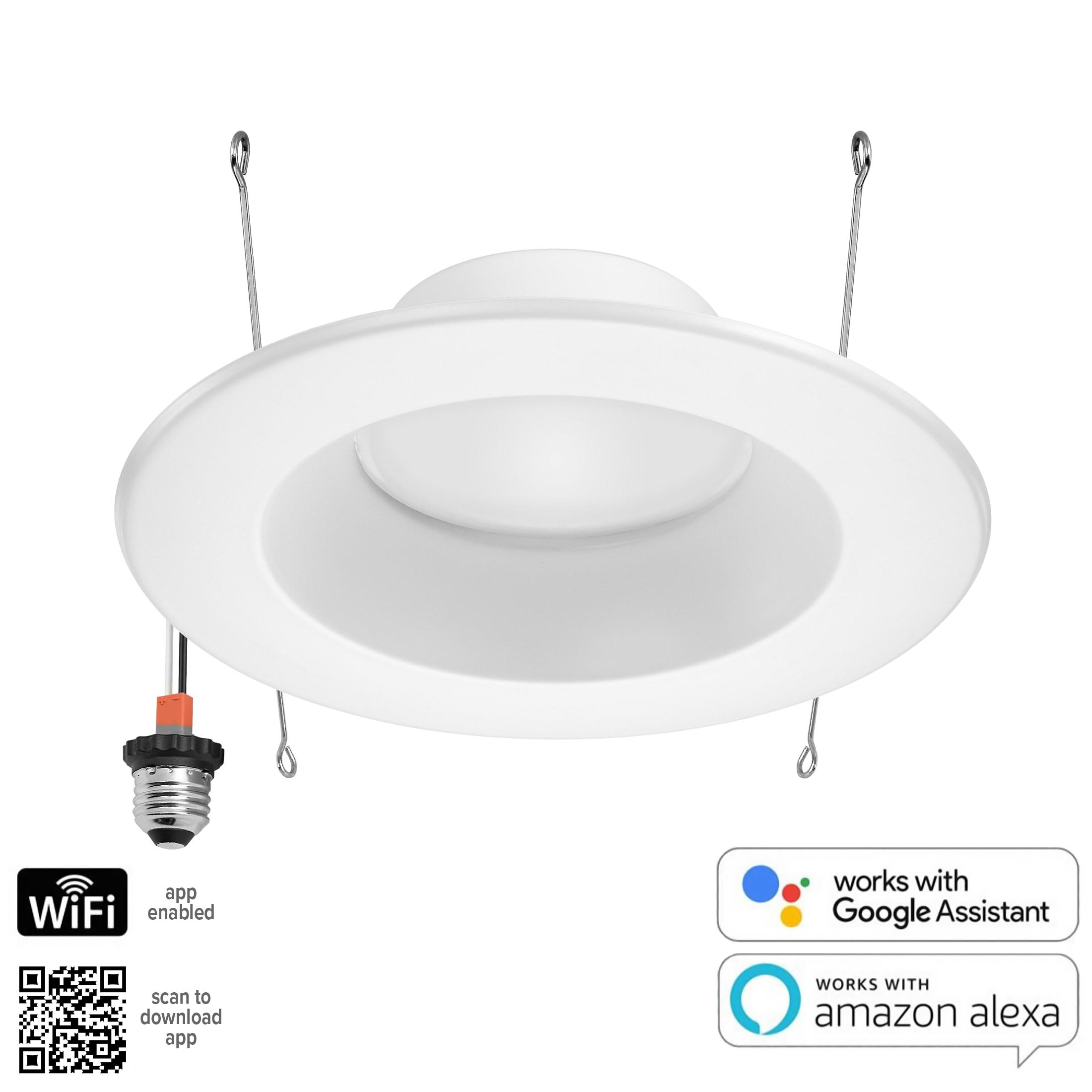 Luvoni Smart LED Downlights: Dimmable, 2700K-6000K, 1000 Lumens, E26 Adapter, ETL Listed, Alexa/Google Home Compatible.