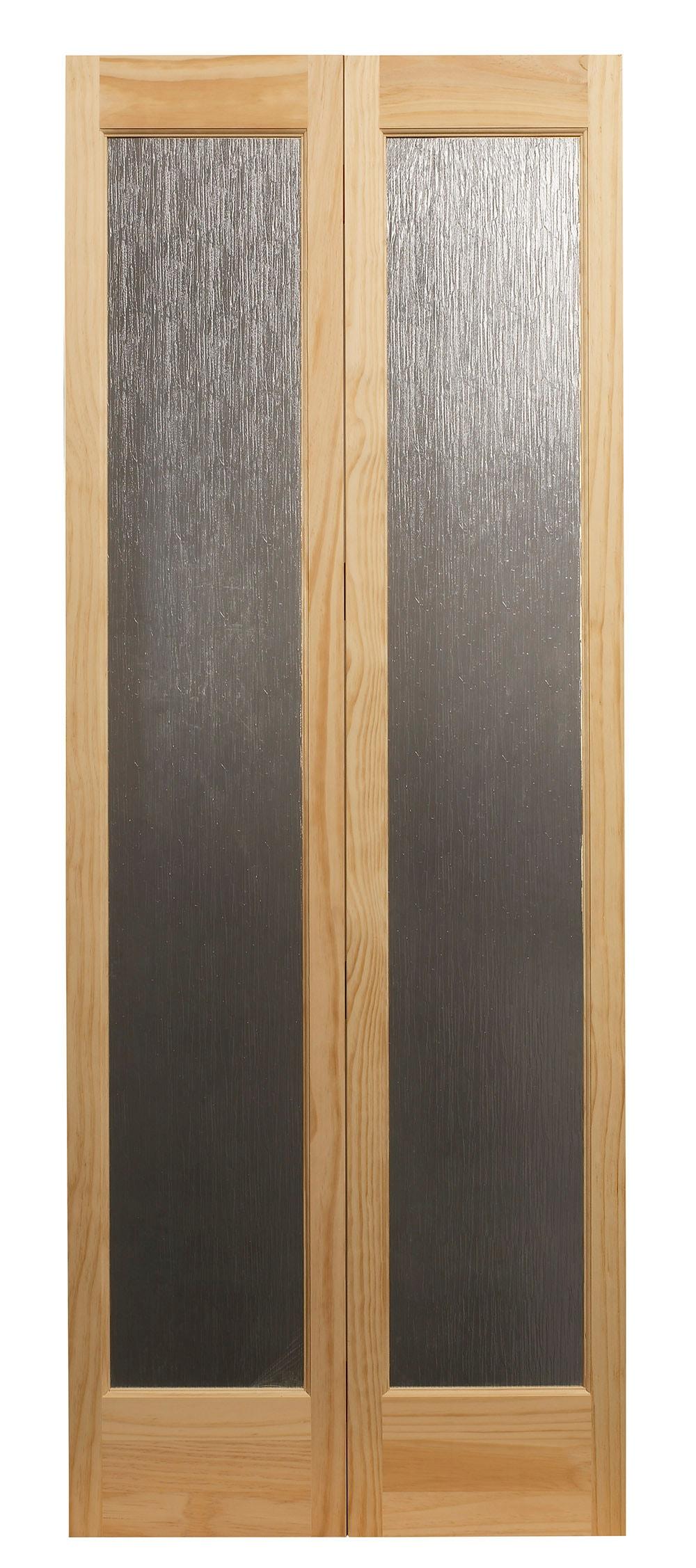 AWC Model 937 Aspen Full Glass Bifold Door 32"wide x 80"high Unfinished Pine
