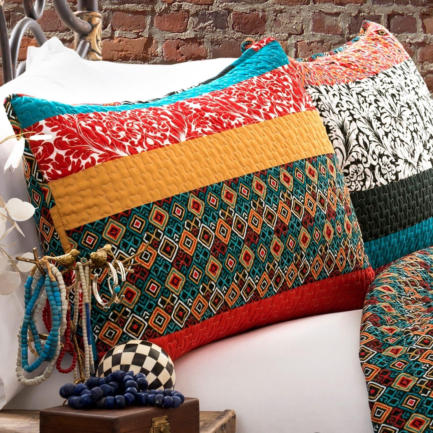 Lush Decor Boho Stripe Reversible Coverlet Set