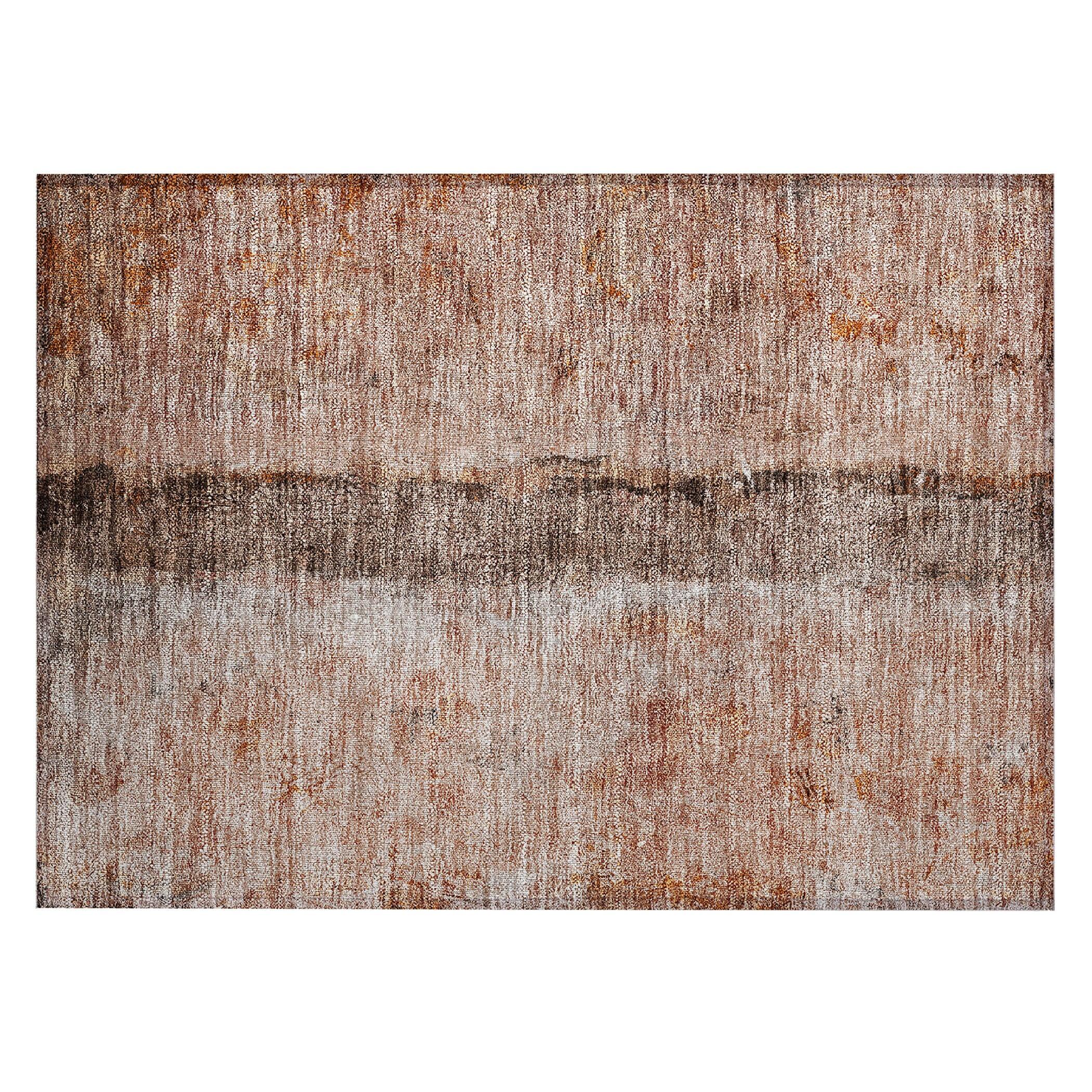 Paprika and Beige Synthetic Flat Woven Reversible Rug