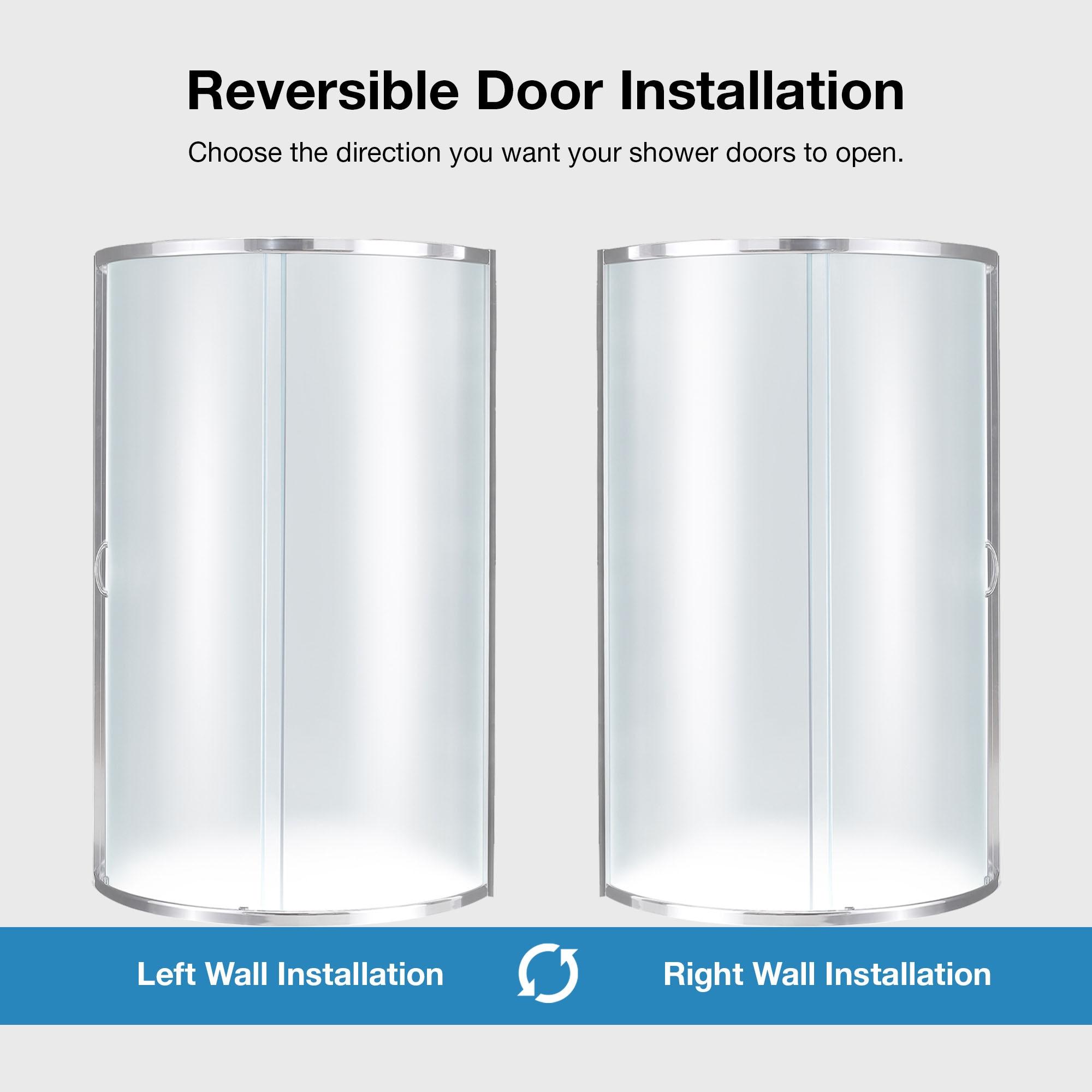 Ove Decors OVE Decors Breeze Premium 33 in. Round Shower Kit w/ Frosted, Base in Chrome Finish BREEZE 32 FROSTED GLASS KIT