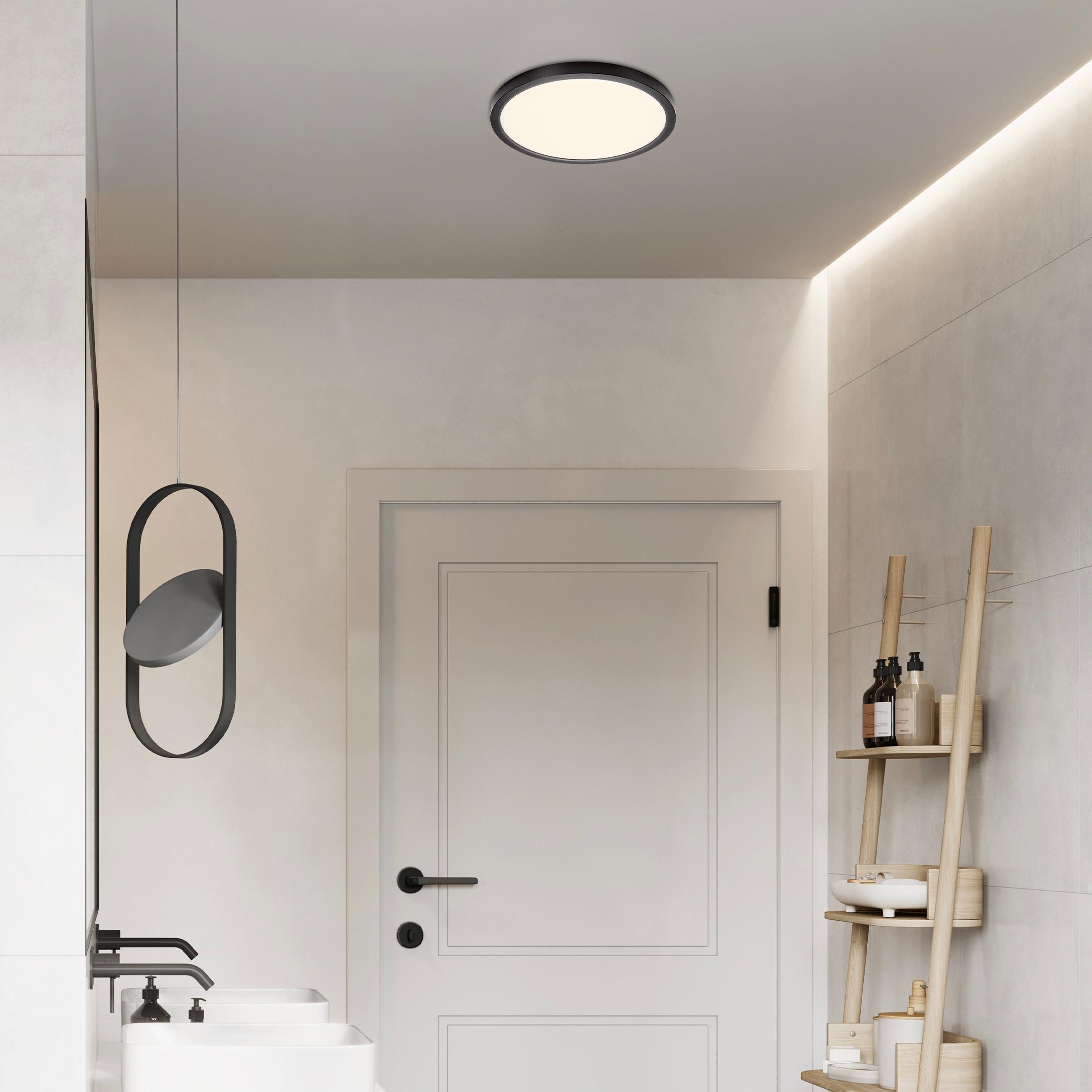 Maxxima 12 in. LED Flush Mount Ceiling Light, 5 CCT Round Panel Light