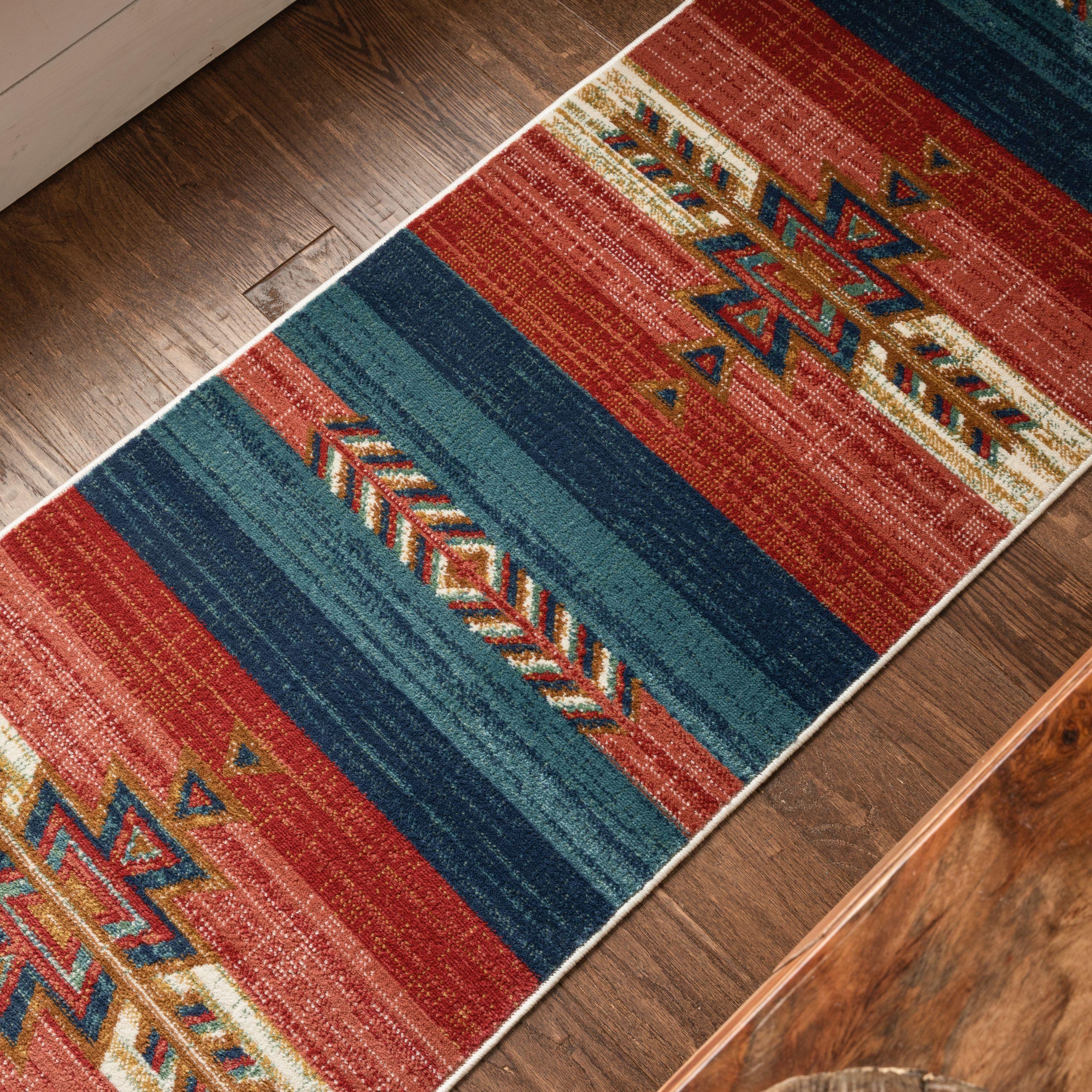 Union Rustic Crimson Southwestern Medallion Tribal Pattern Area Rug