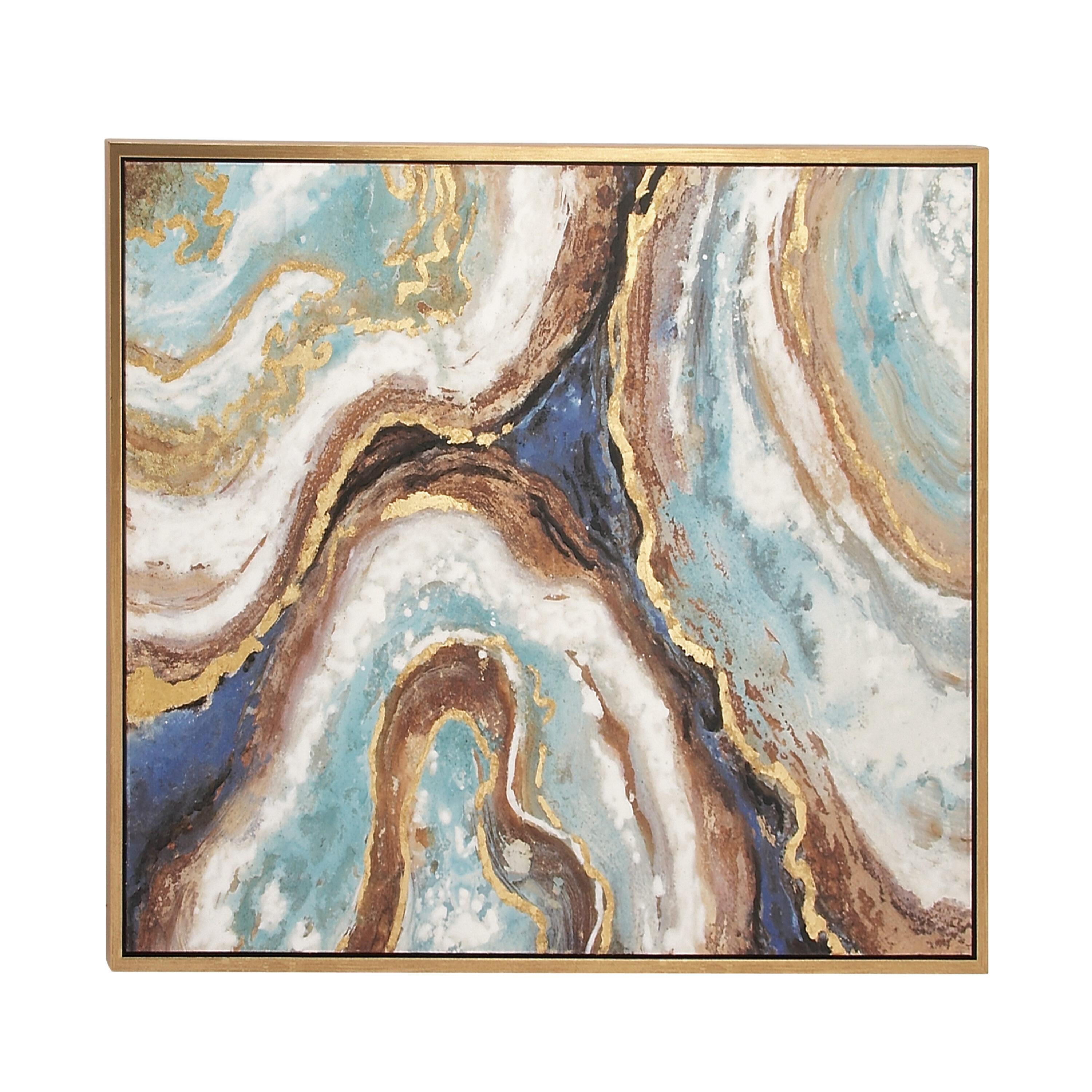 Canvas Geode Enlarge Slice Framed Wall Art Gold - Olivia & May: Hand Painted, Glam Style Decor, 36x47"